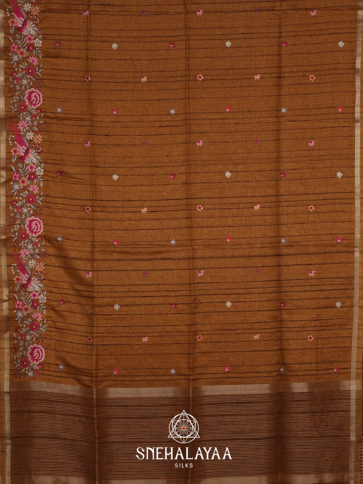 Caramel Brown  Tussar Saree