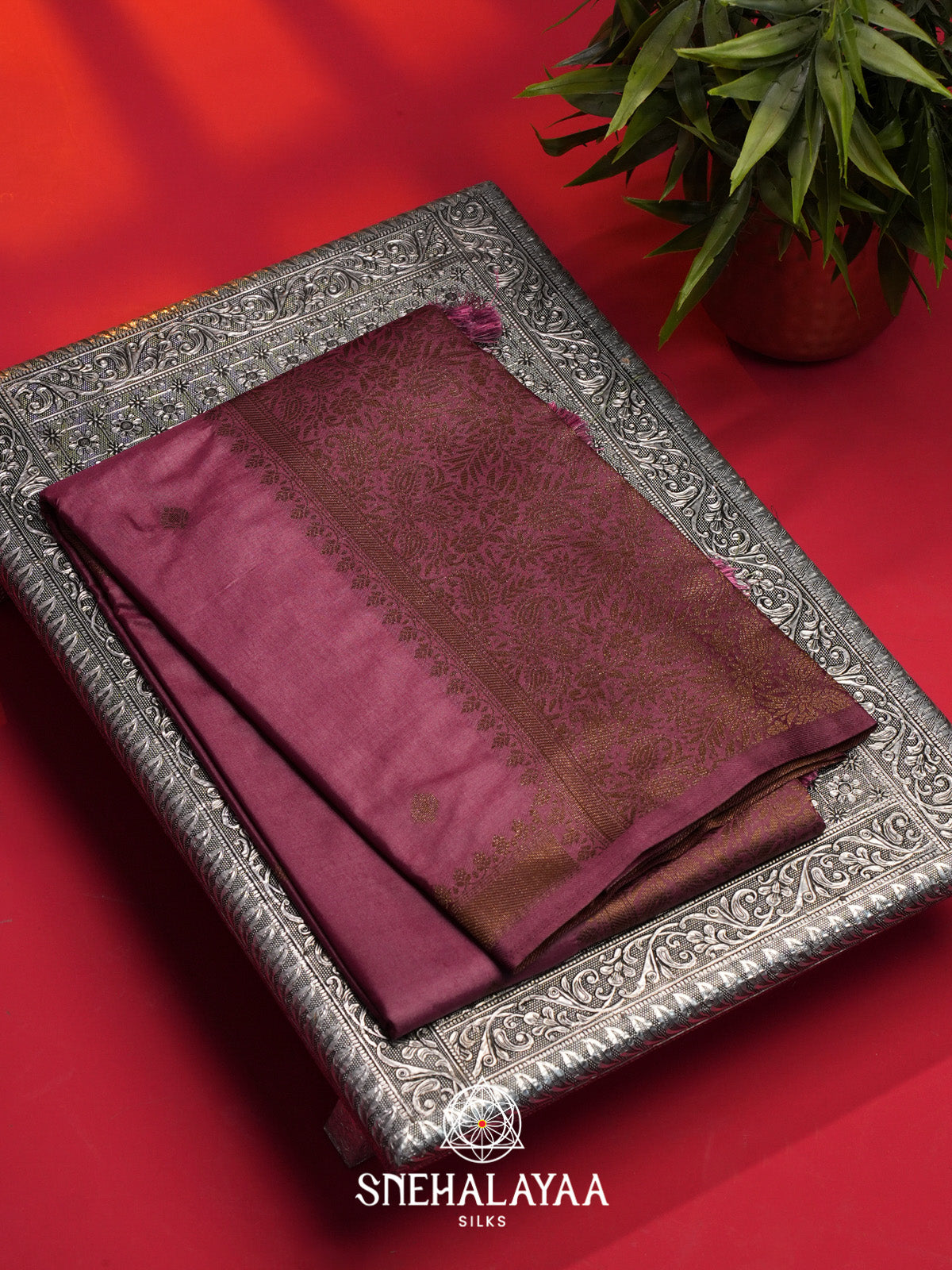 Wine Purple Tussar Saree