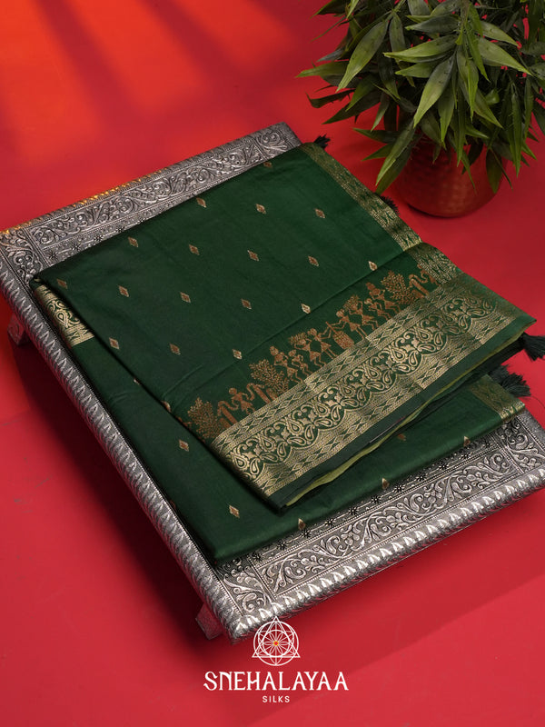 Green Raw Silk Saree
