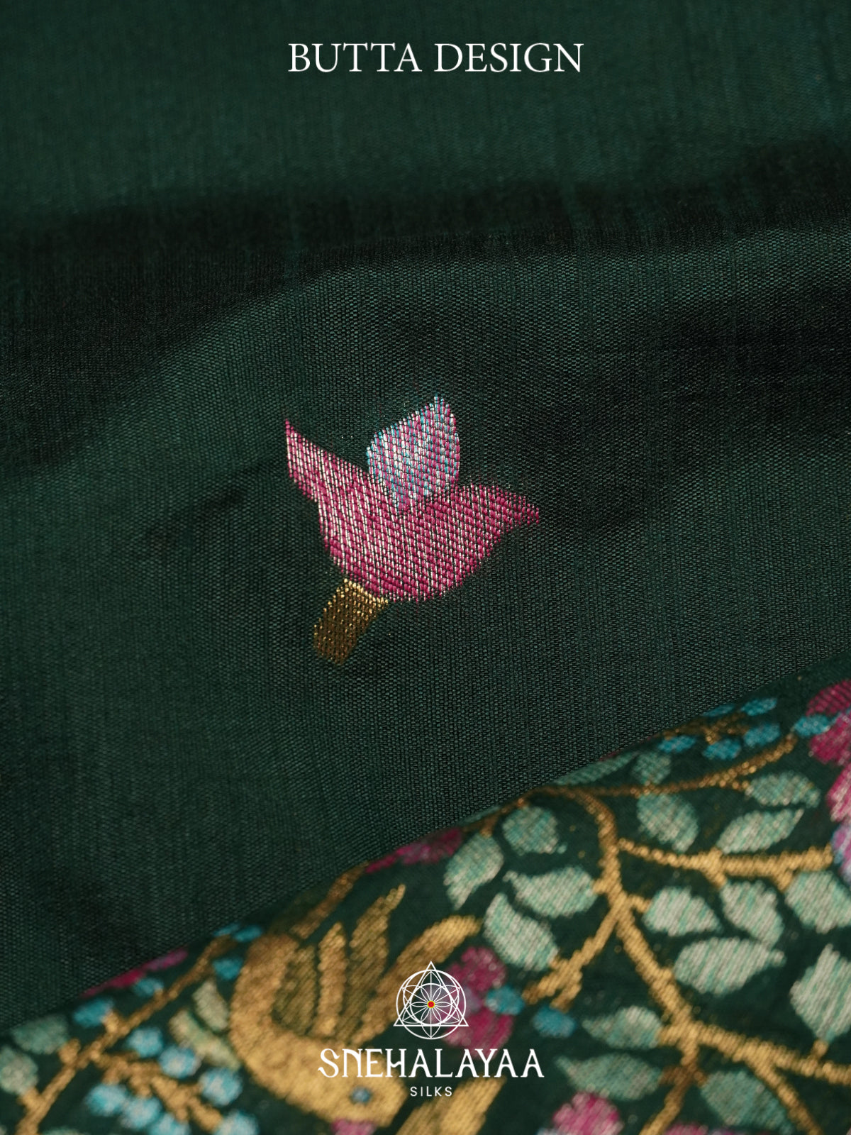 Bottle Green Raw Silk Saree