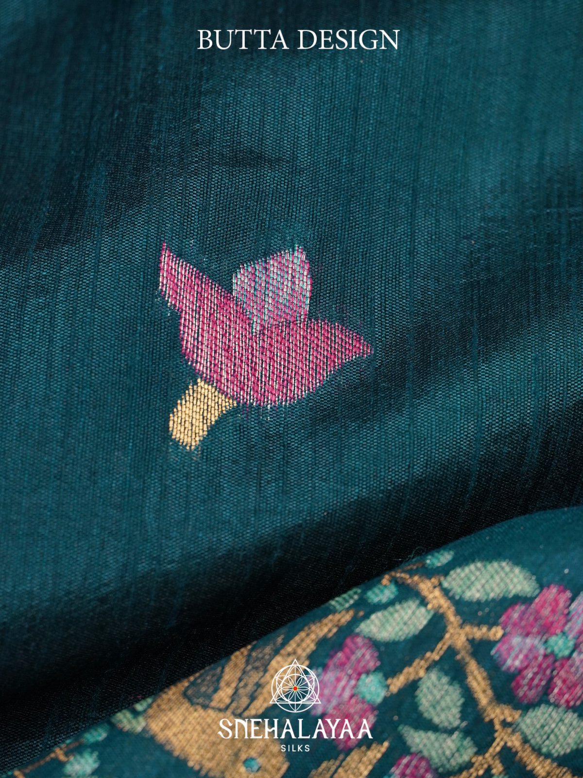 Teal Green Raw Silk Saree