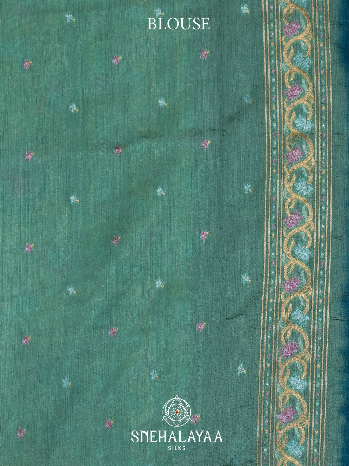 Teal Green Raw Silk Saree