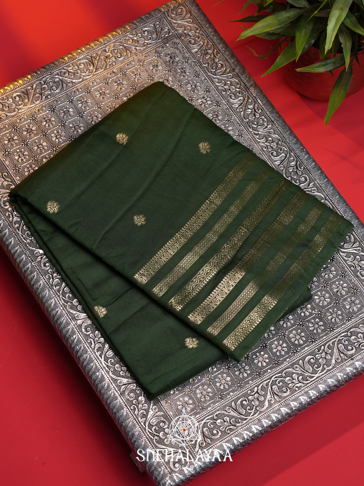 Olive Green Chanderi Saree