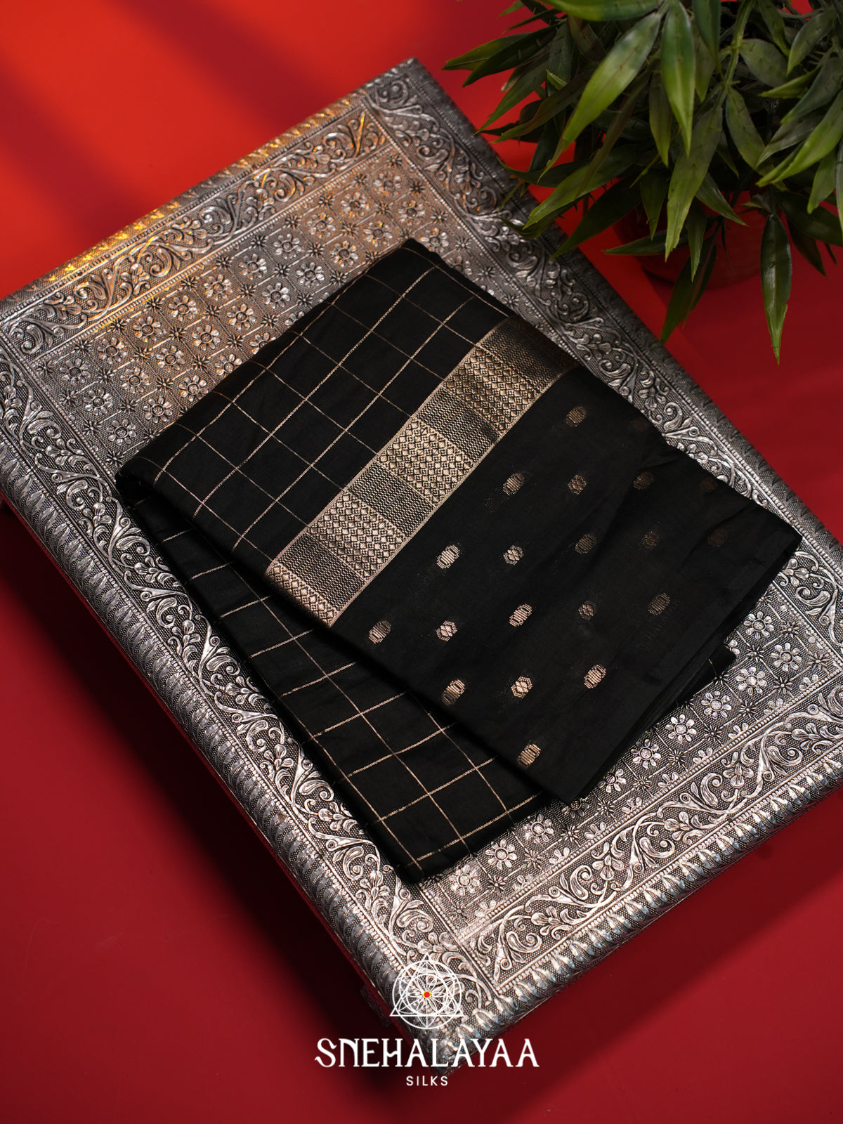 Black Chanderi Saree