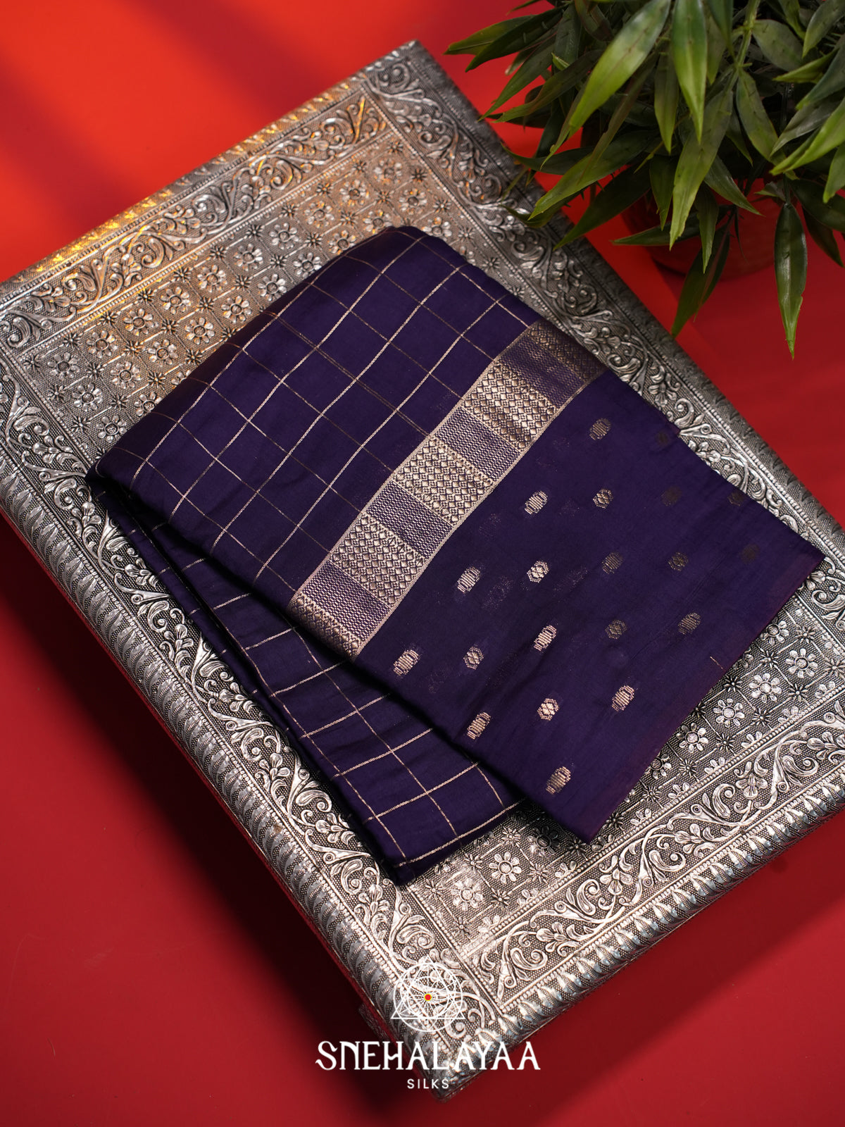 Navy Blue  Chanderi Saree