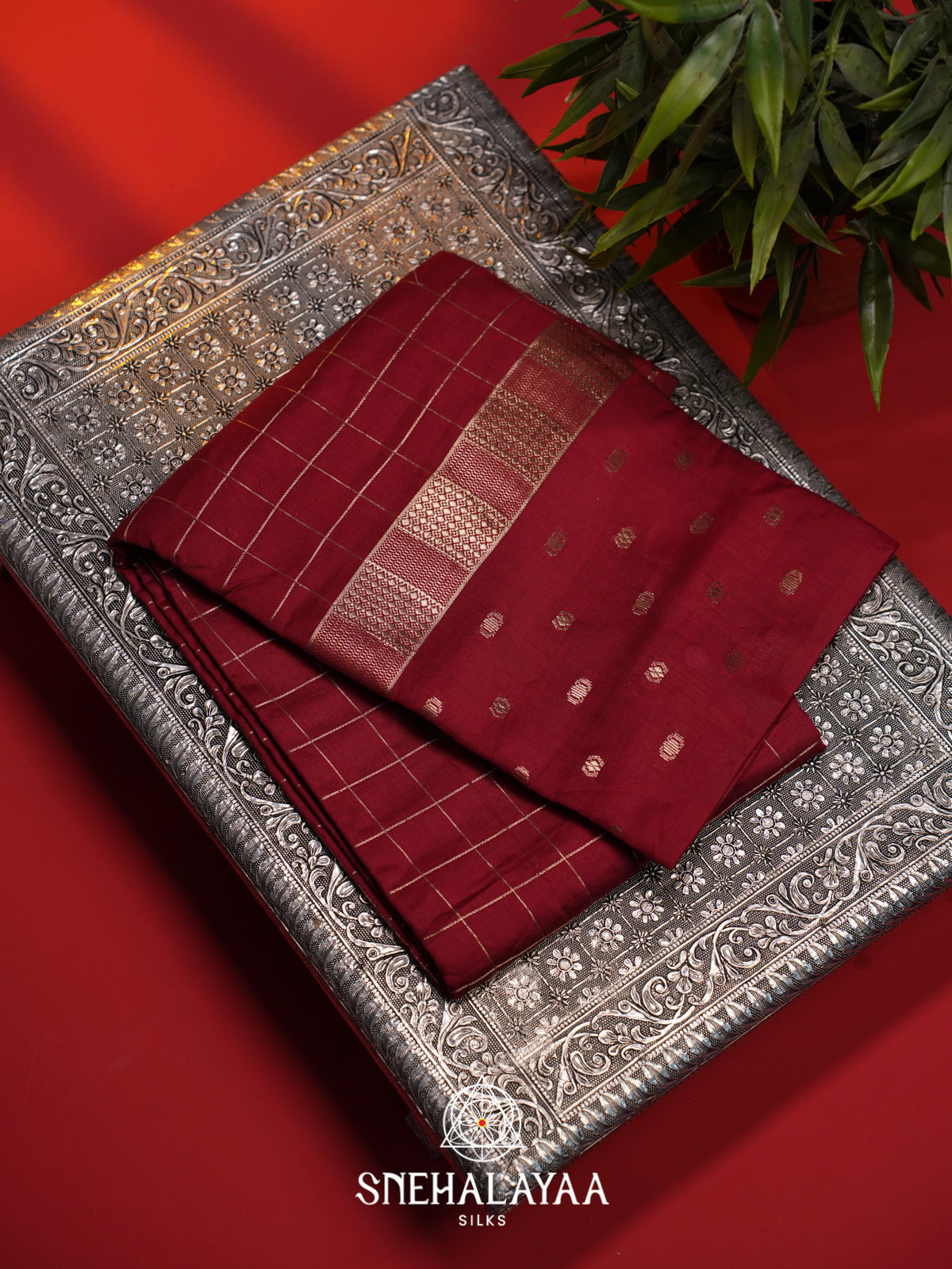 Maroon Chanderi Saree