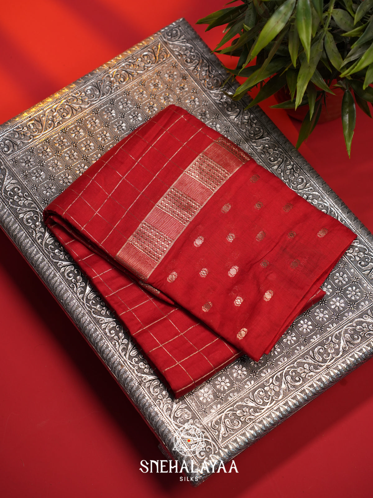 Red Chanderi Saree