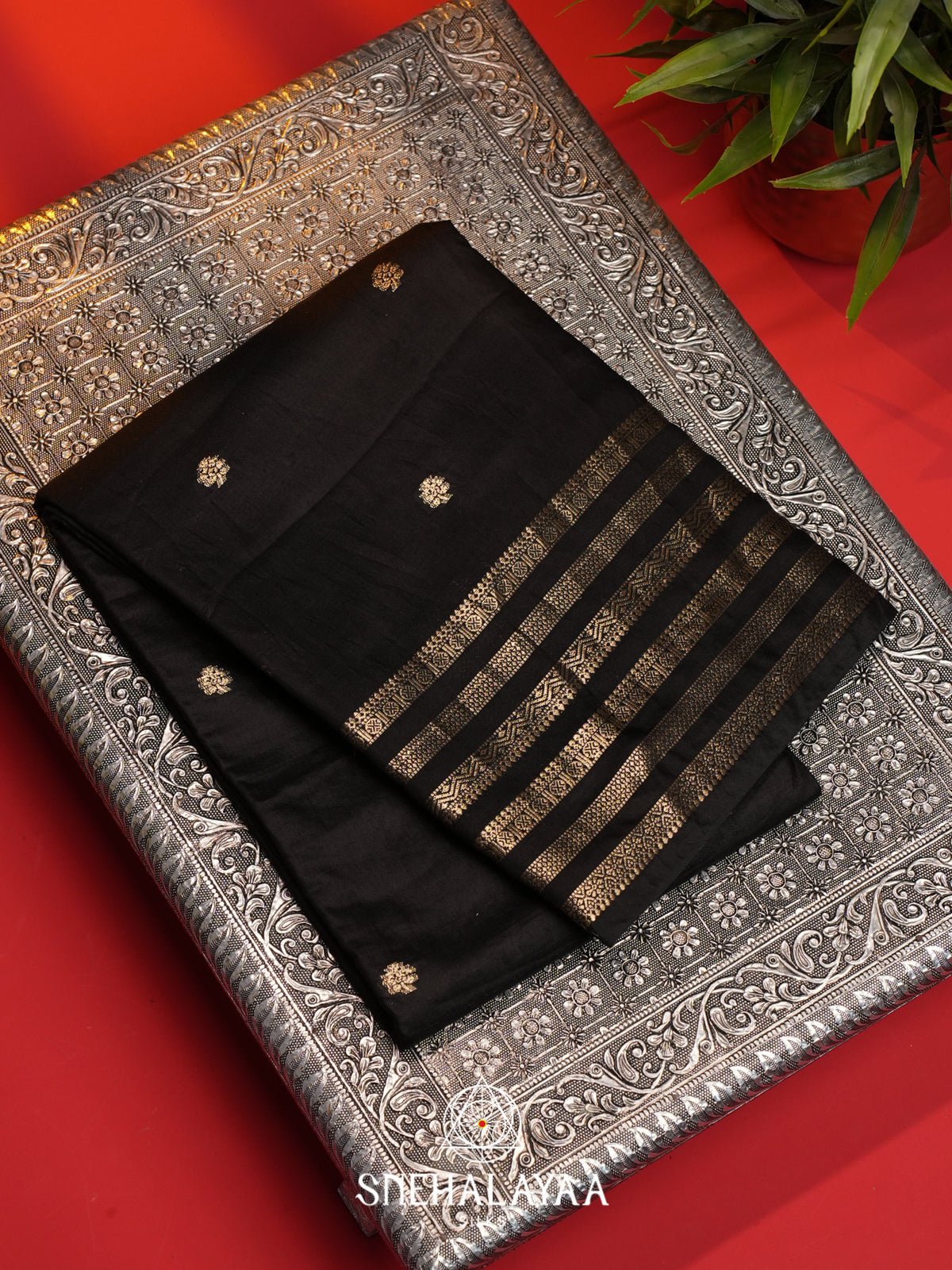 Black Chanderi Saree