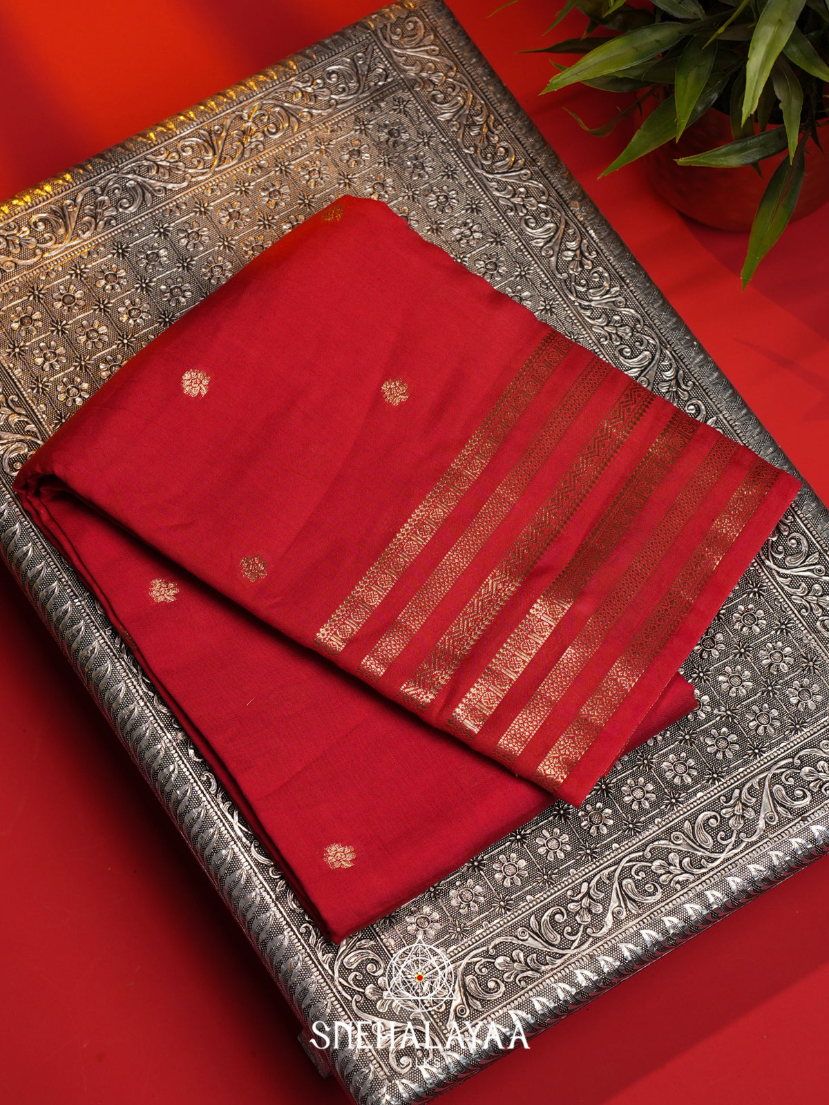 Red Chanderi Saree