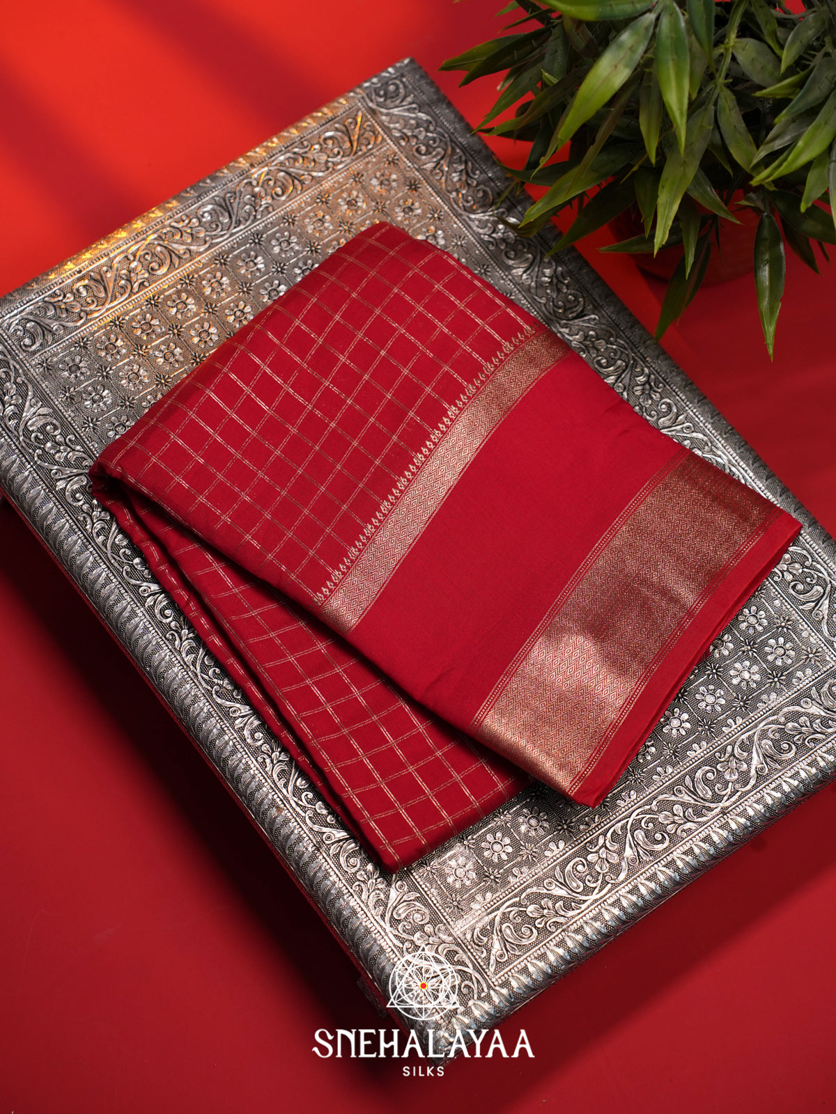 Red Chanderi Saree