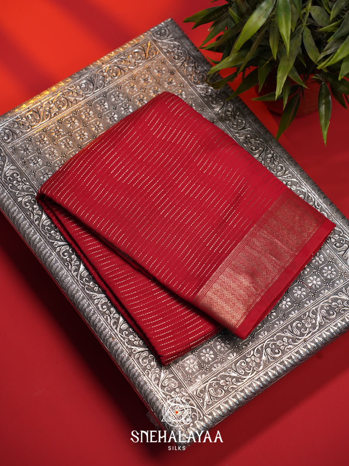 Red Chanderi Saree