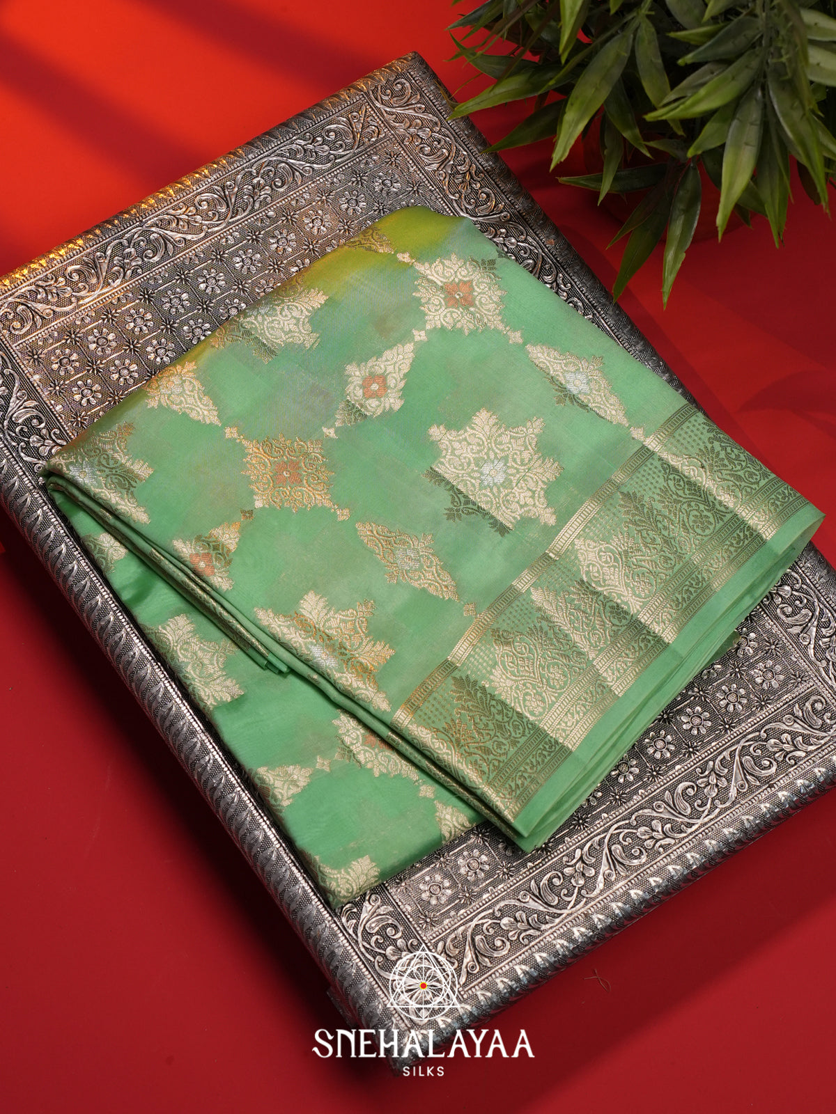 Sea Green  Dupion Silk Saree
