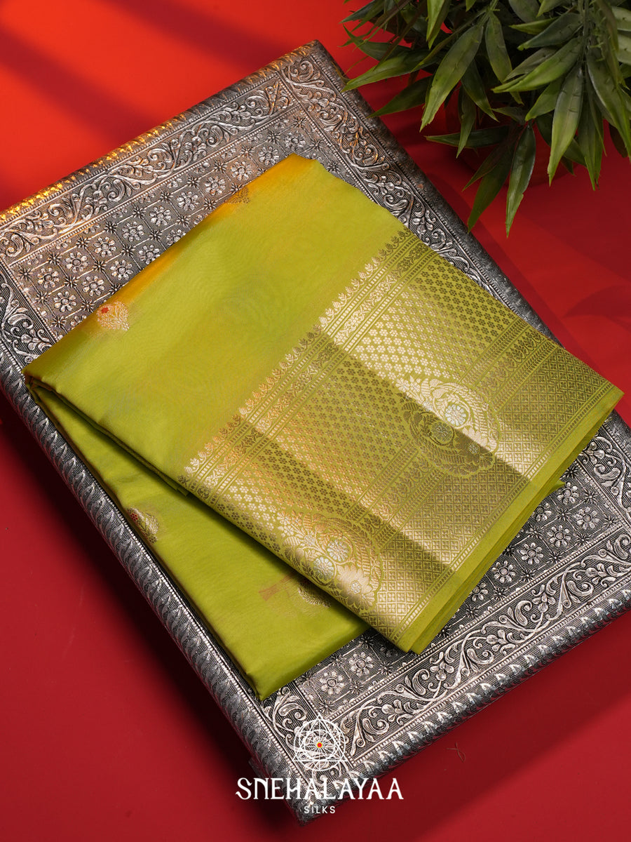 Mehendi Green  Dupion Silk Saree