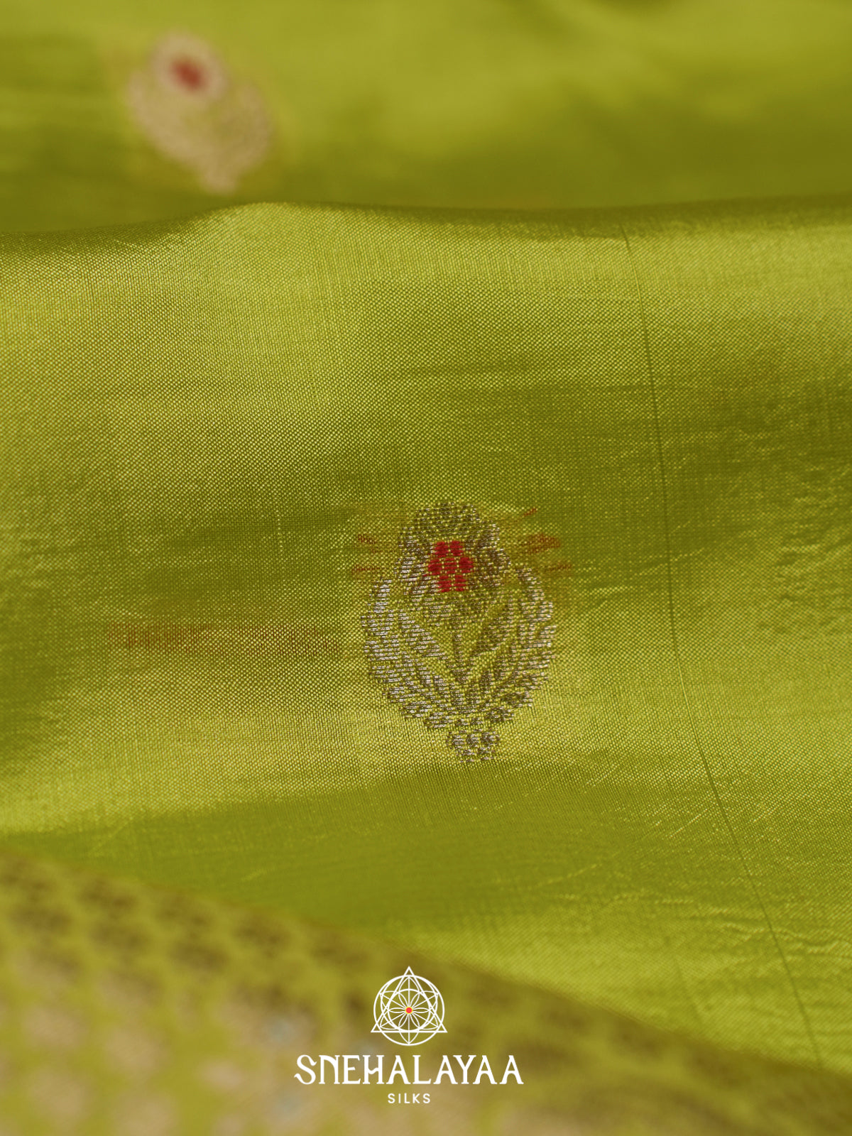Mehendi Green  Dupion Silk Saree