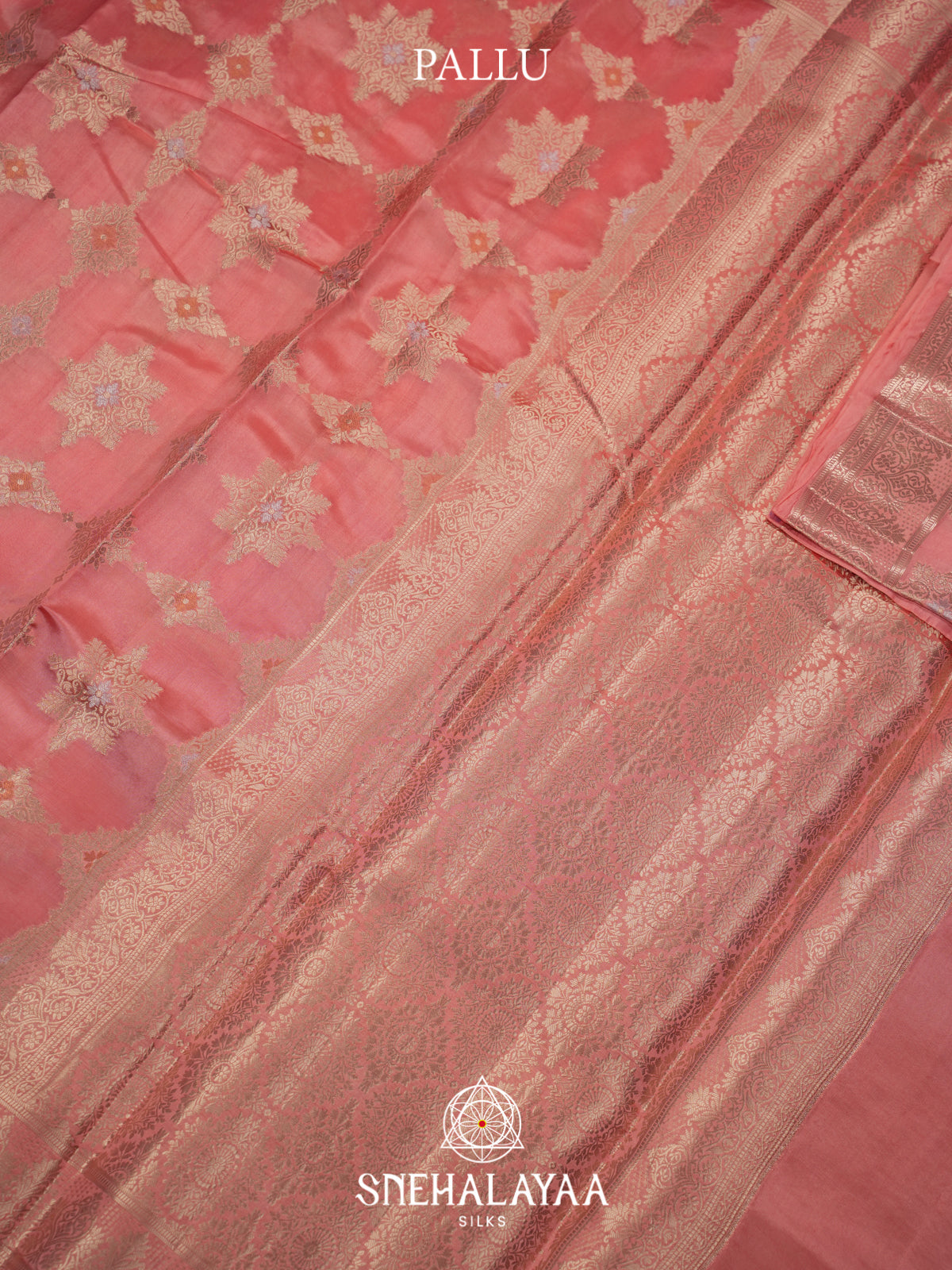 Peach Pink  Dupion Silk Saree