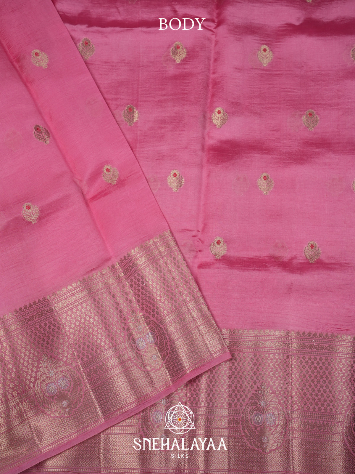 Pink  Dupion Silk Saree