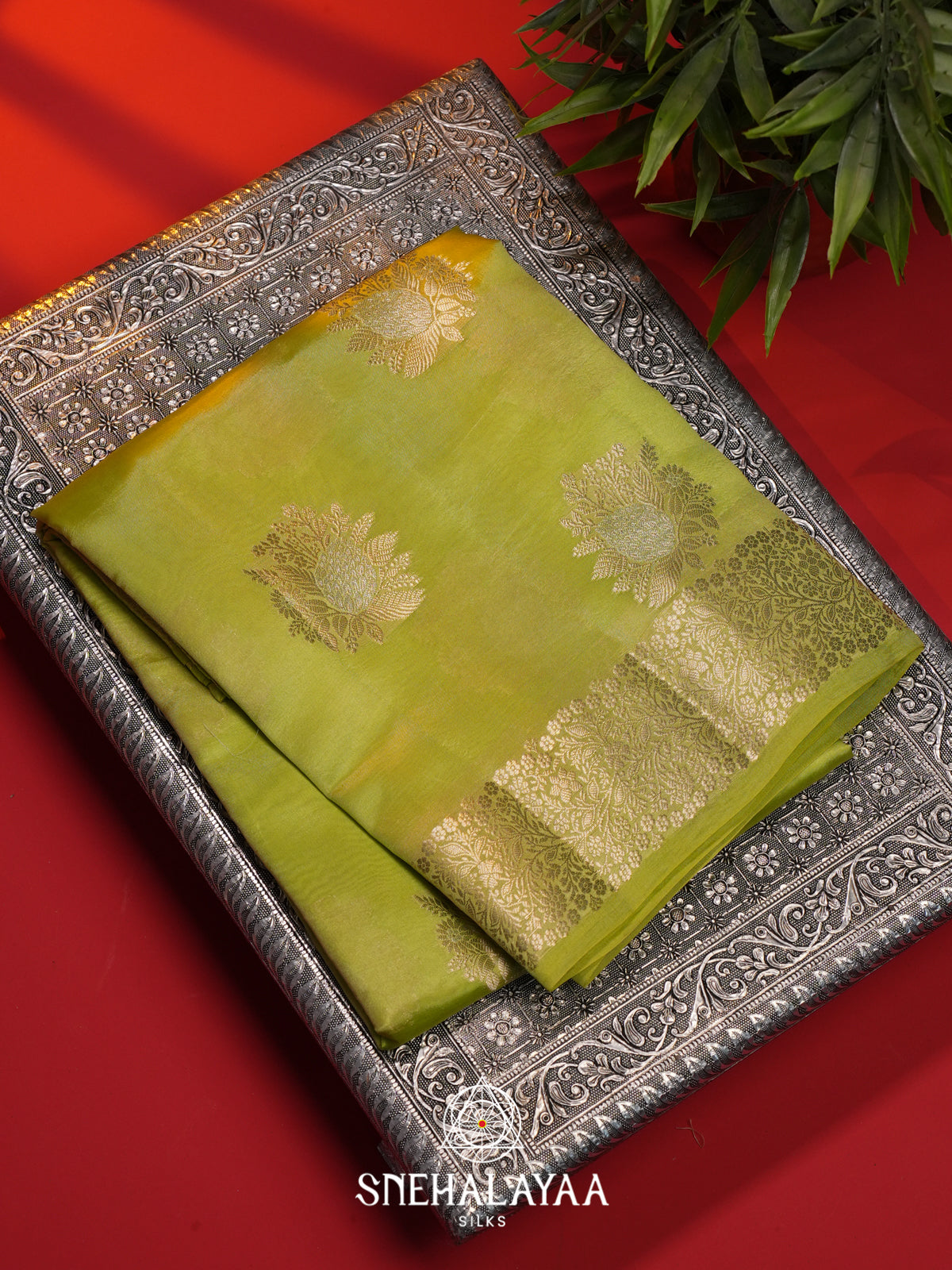 Green  Dupion Silk Saree