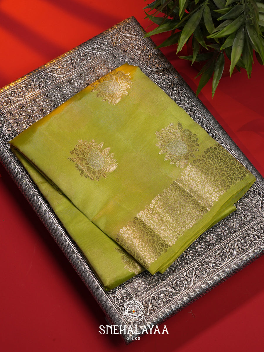 Green  Dupion Silk Saree