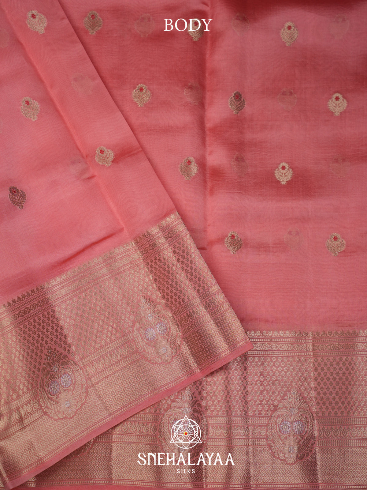 Peach  Dupion Silk Saree