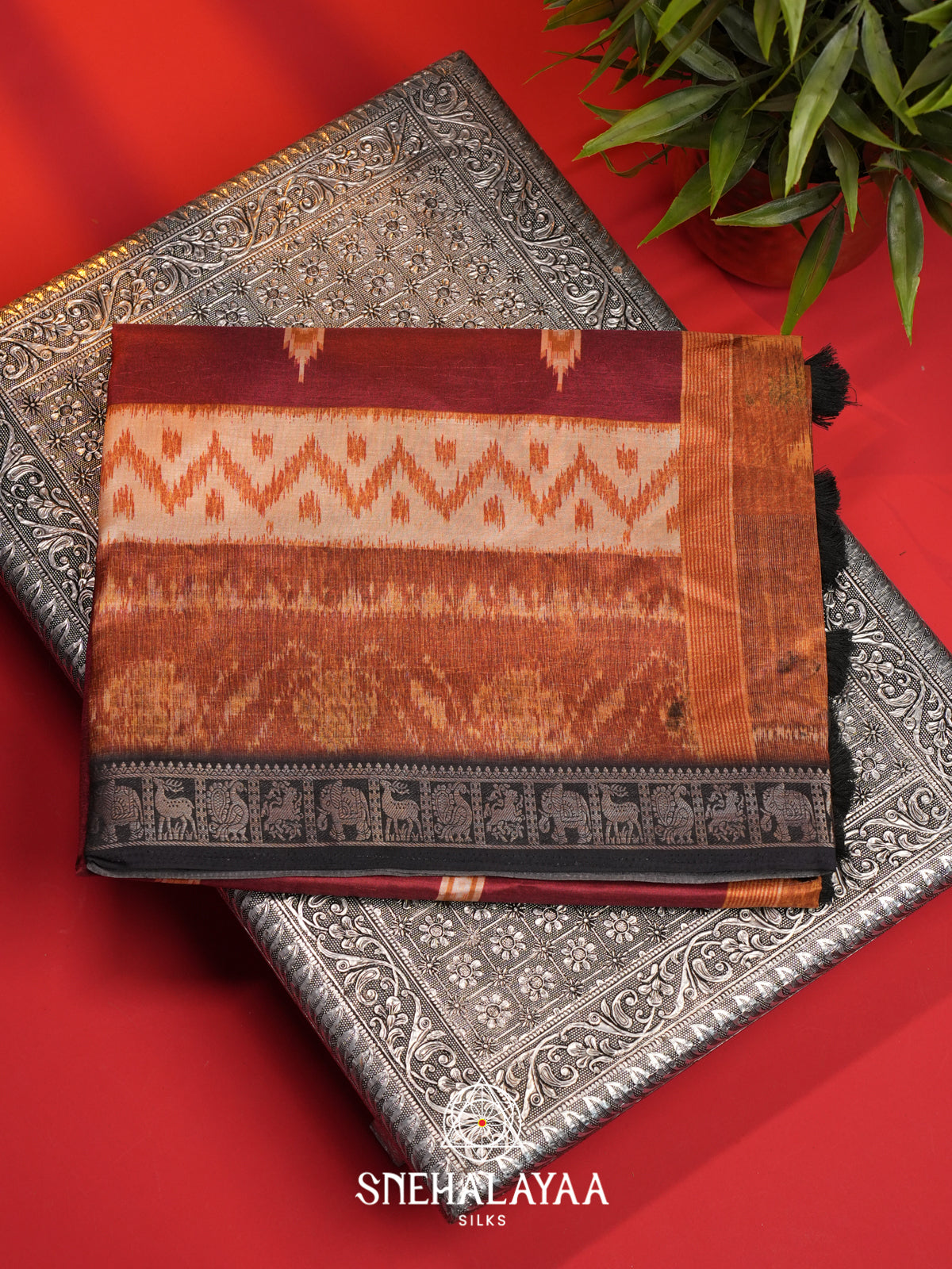 Maroon Dola Saree