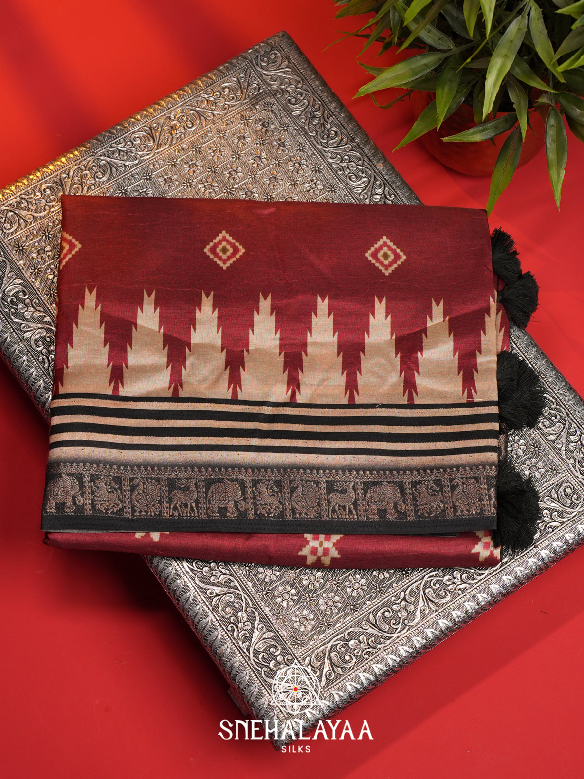 Maroon Dola Saree