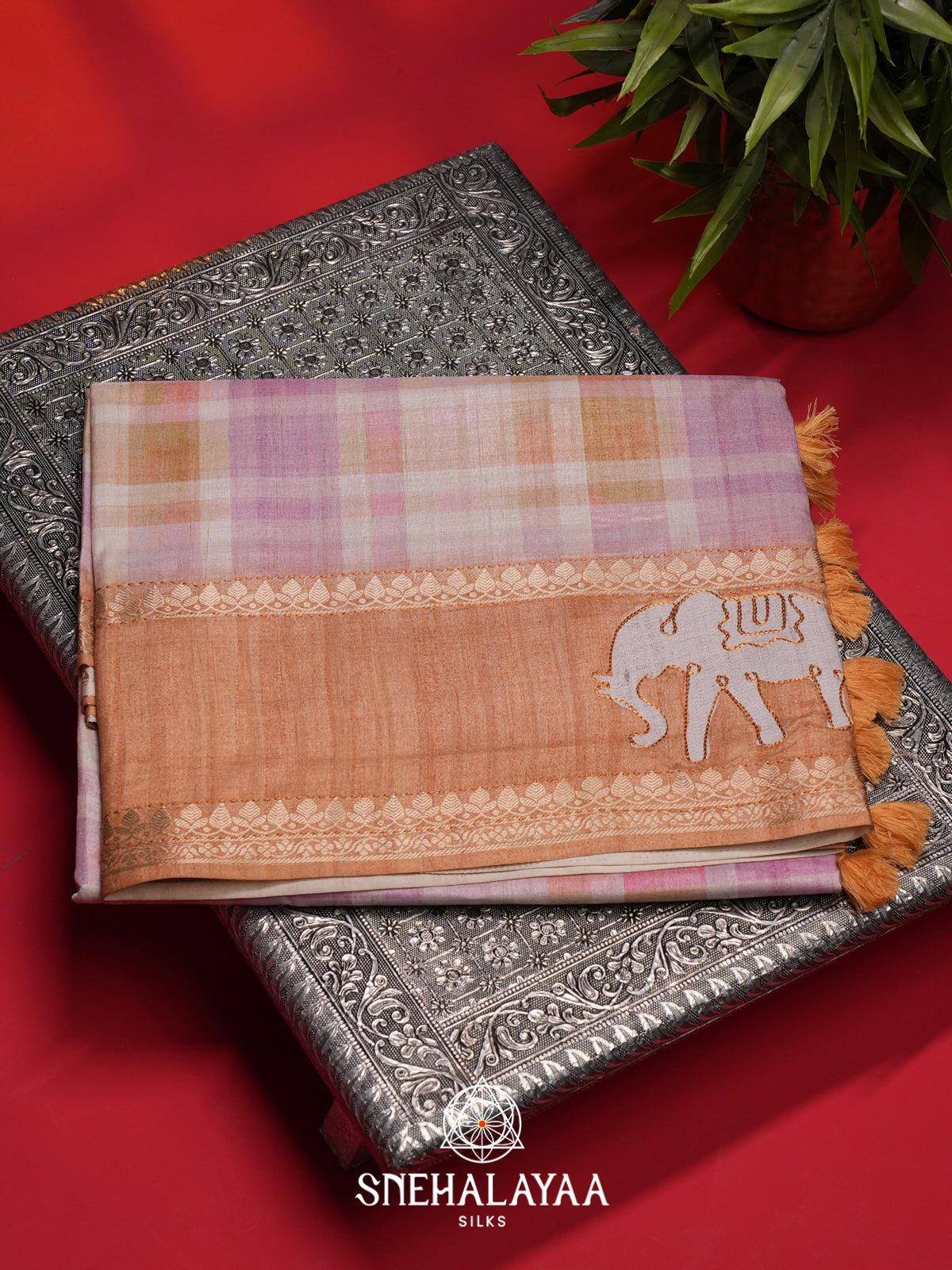 Orange Tussar Saree