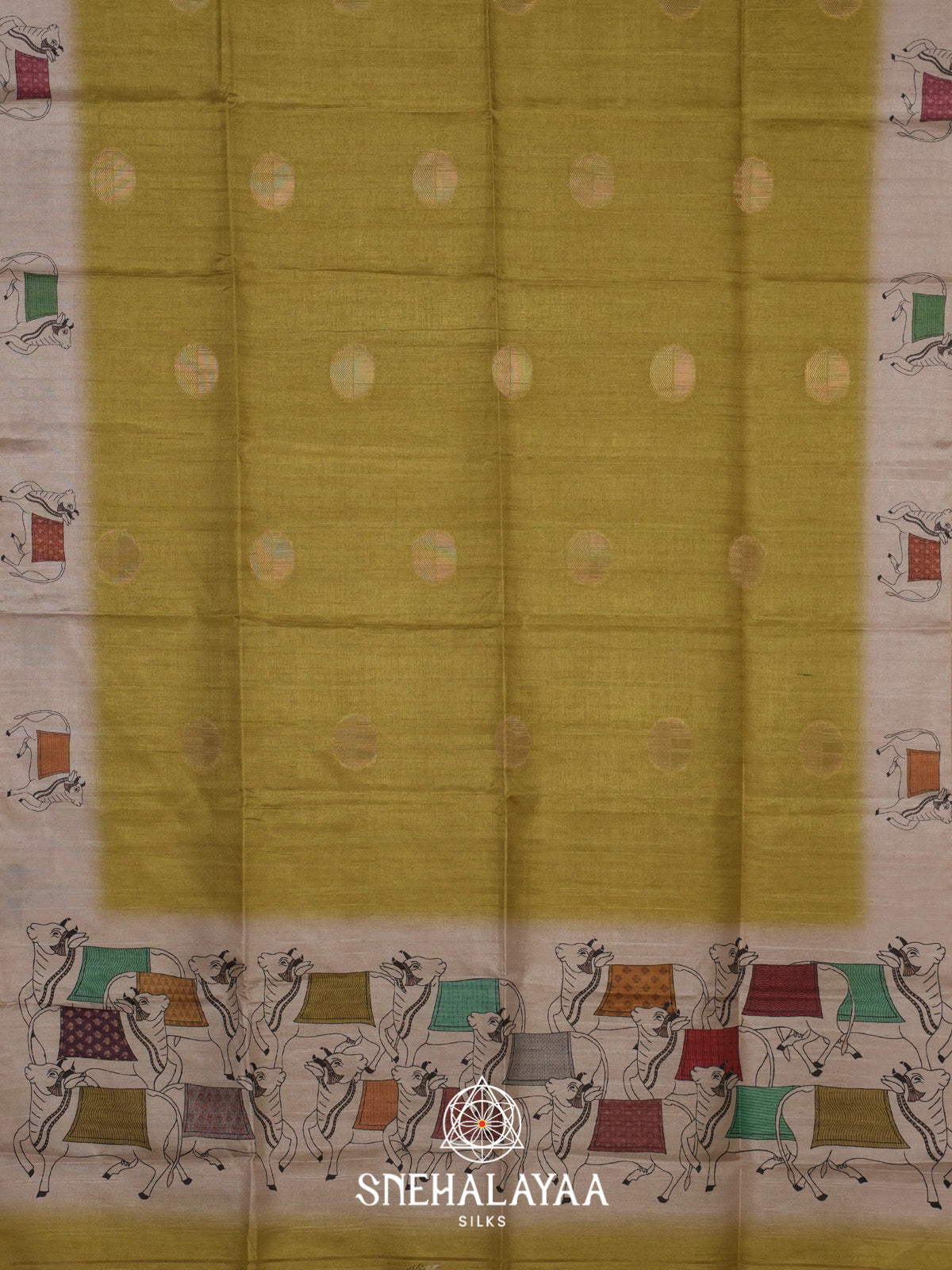 Pear Green Tussar Saree
