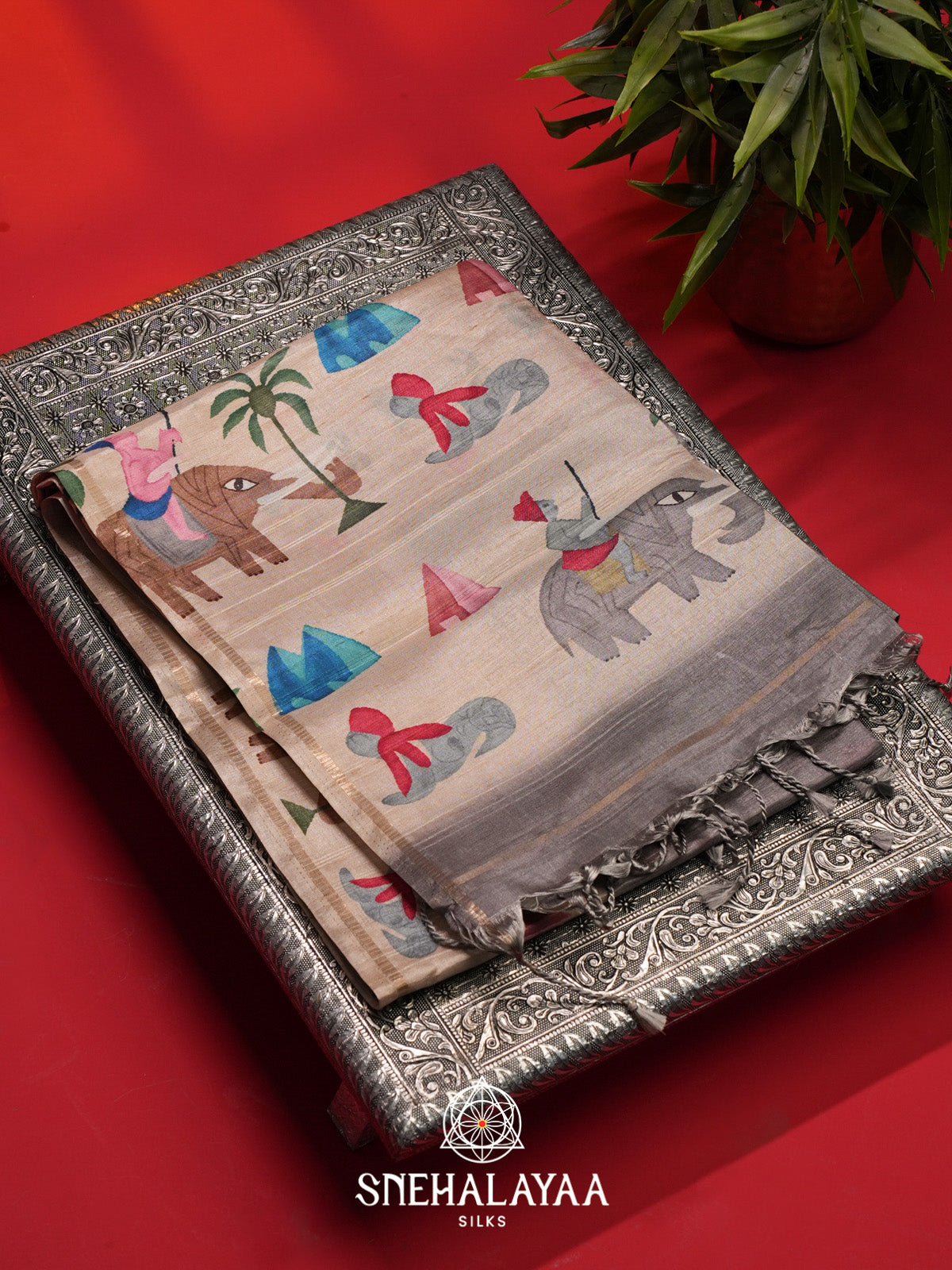 Grey Tussar Saree