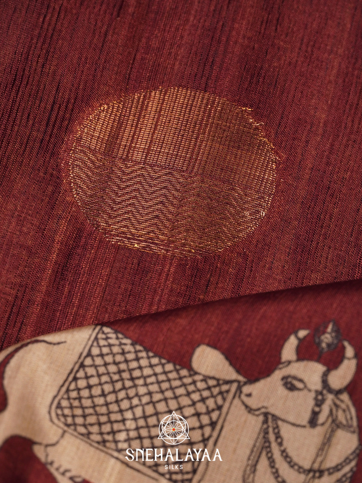 Maroon Tussar Saree