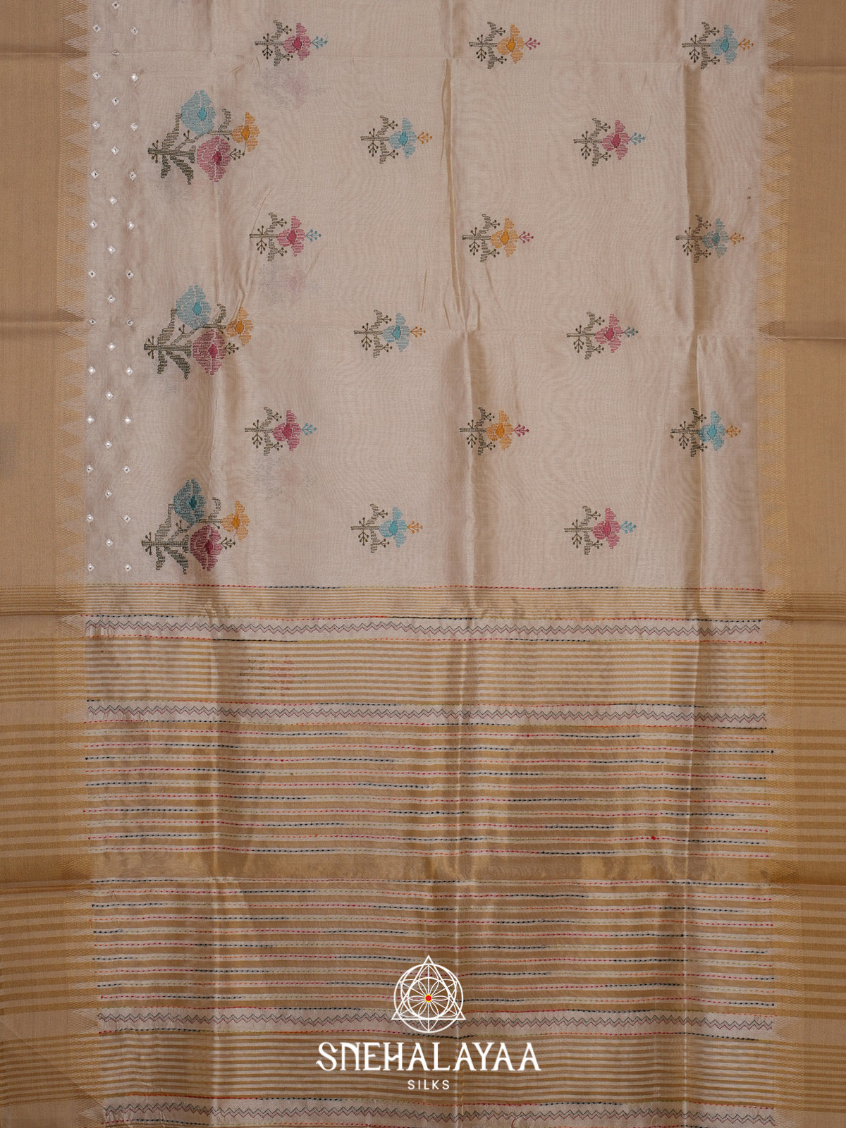 Cream Tussar Saree