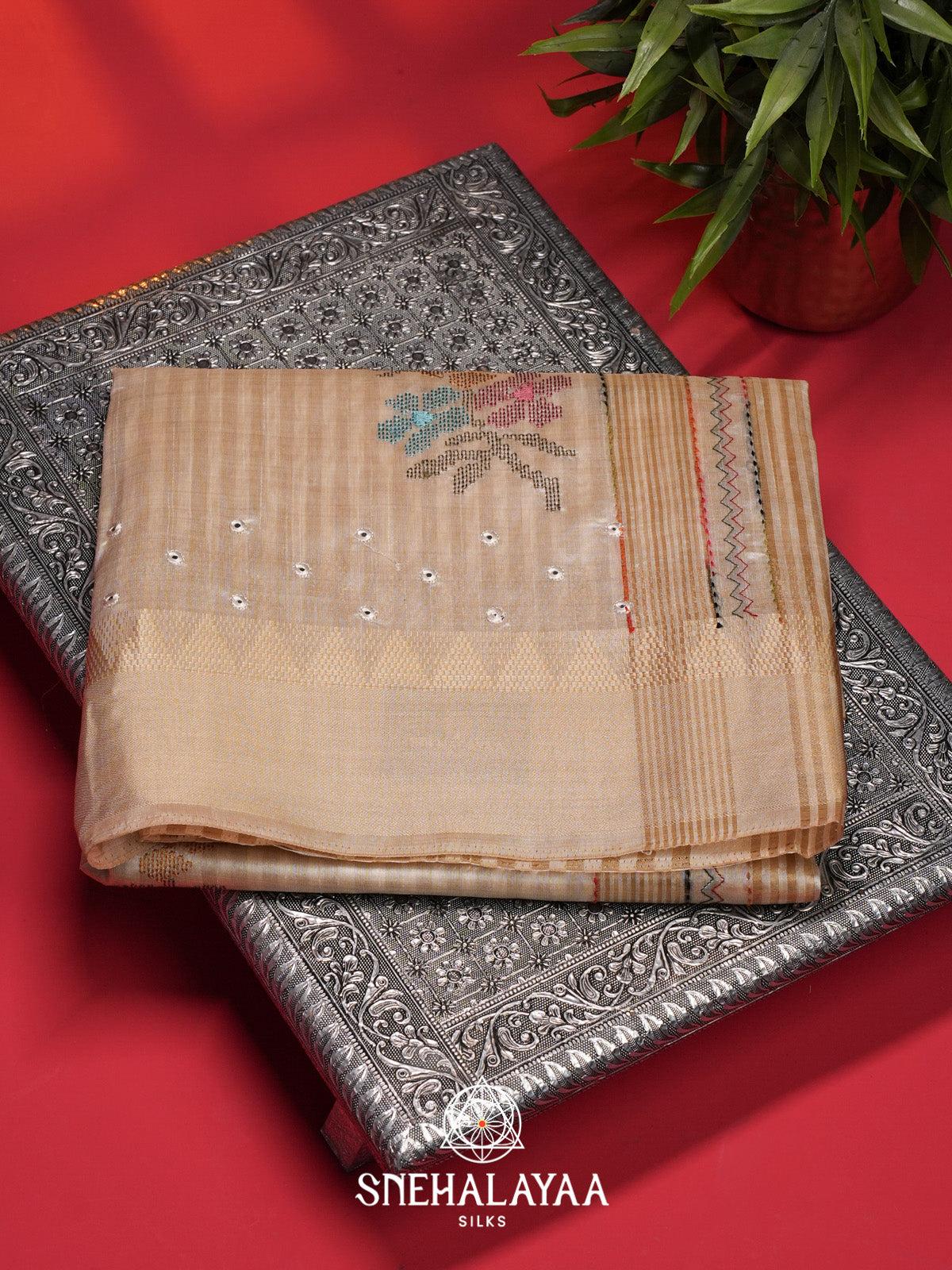 Cream Tussar Saree