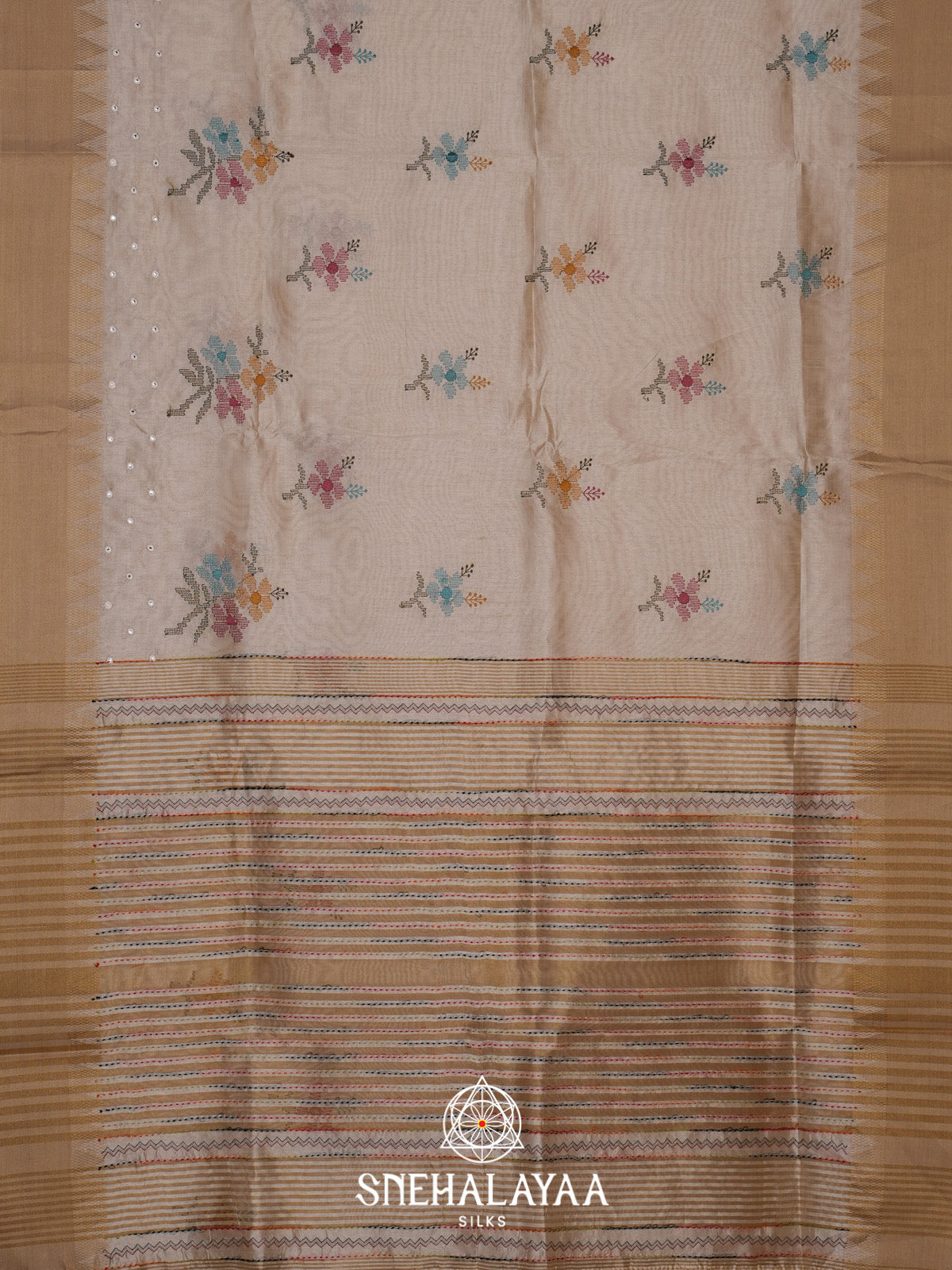 Cream Tussar Saree
