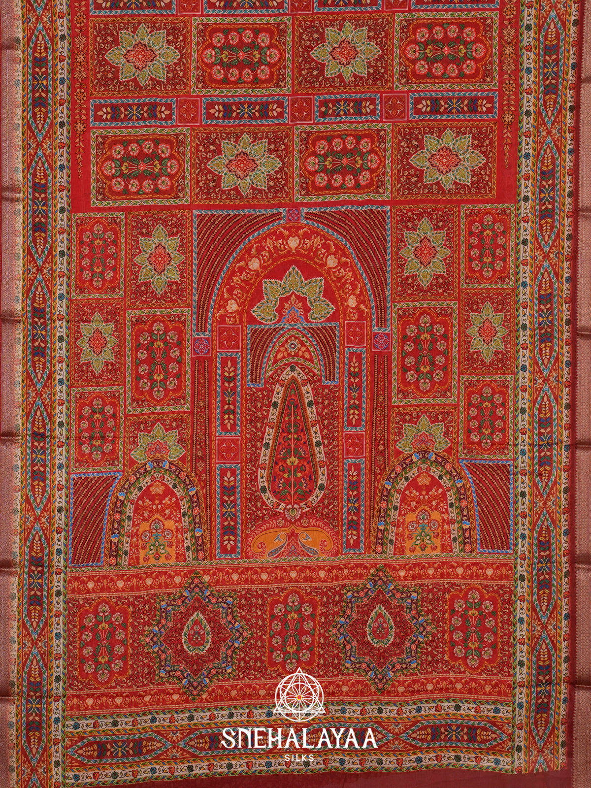Red Semi Crepe Silk Saree