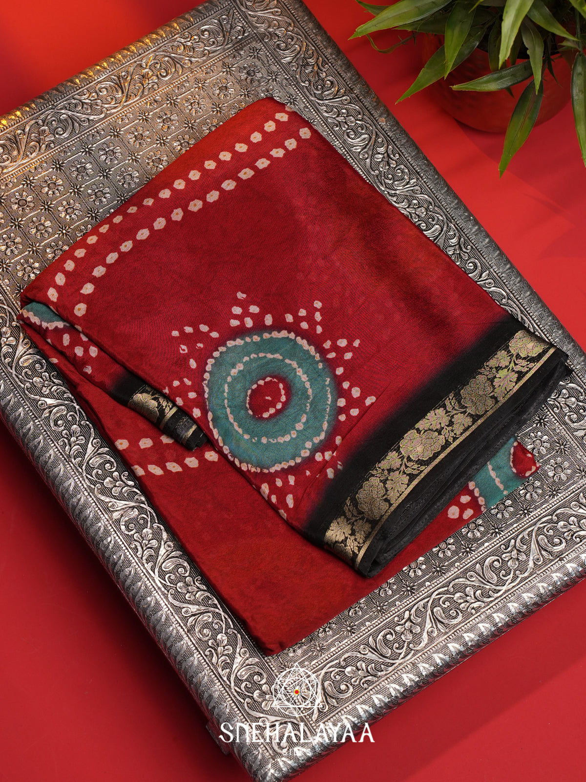 Red Semi Crepe Silk Saree
