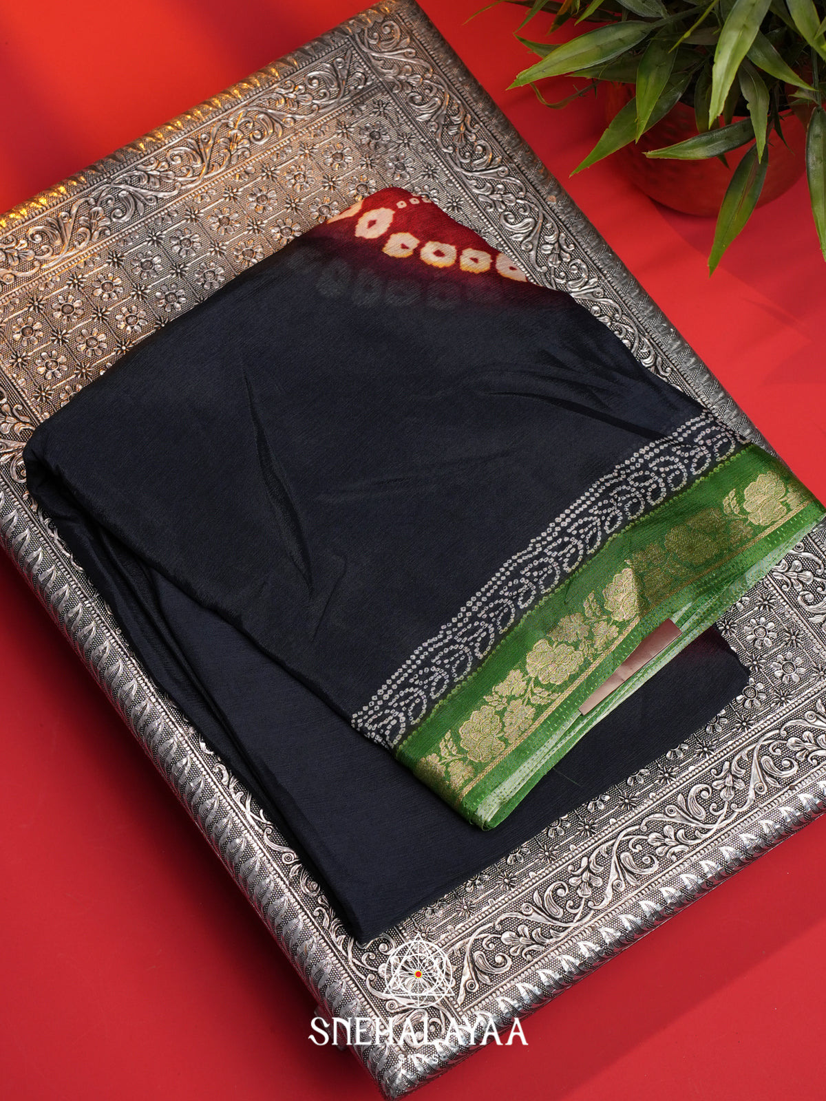 Navy Blue Semi Crepe Silk Saree