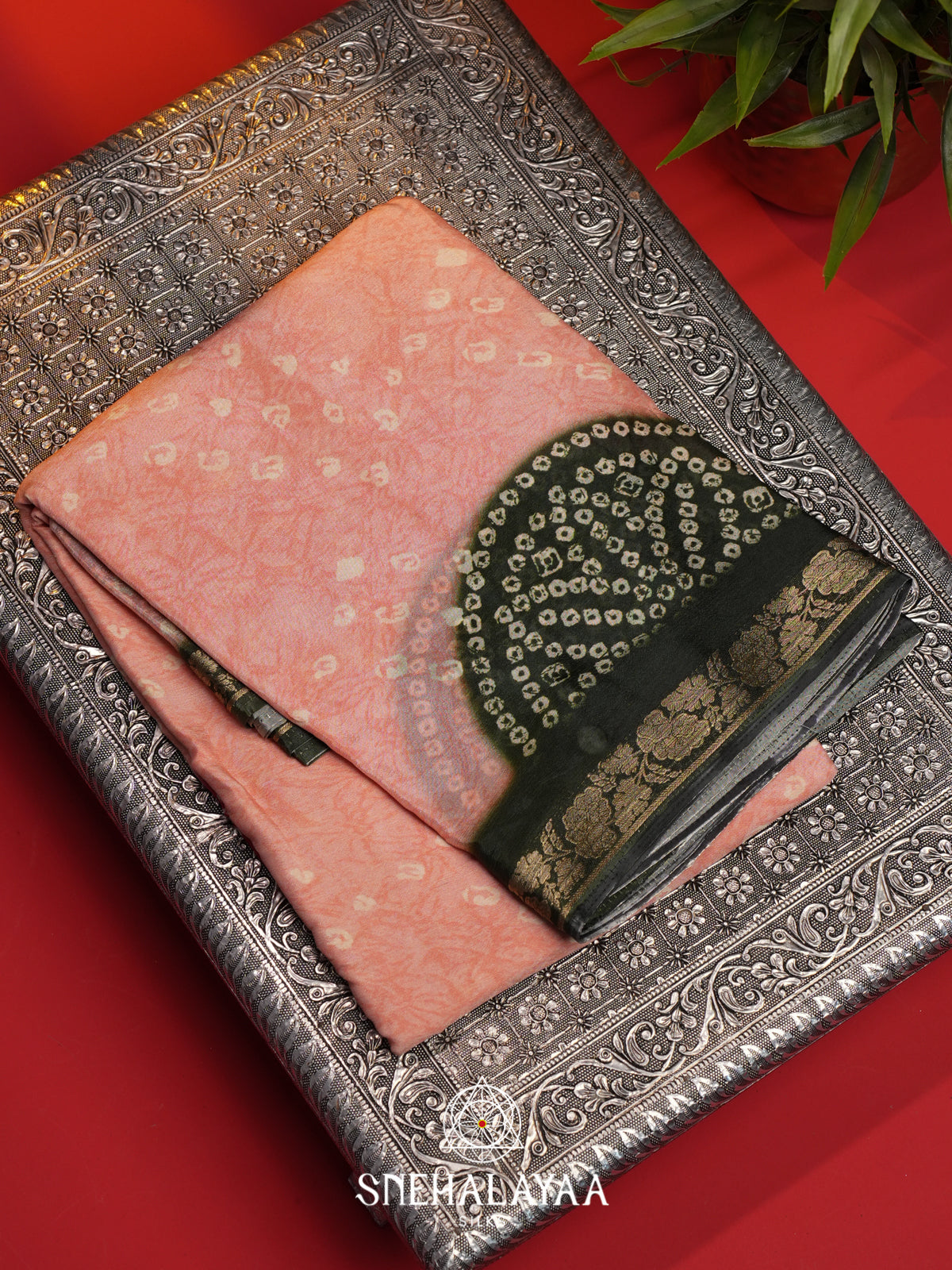Peach Semi Crepe Silk Saree