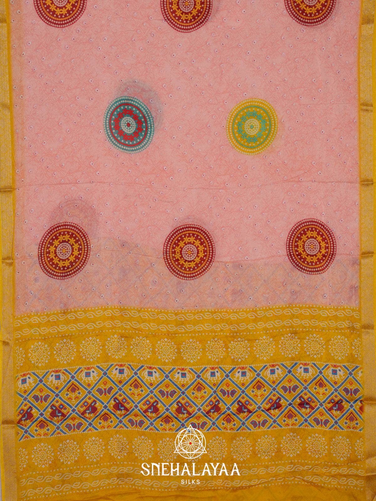 Peach Semi Crepe Silk Saree