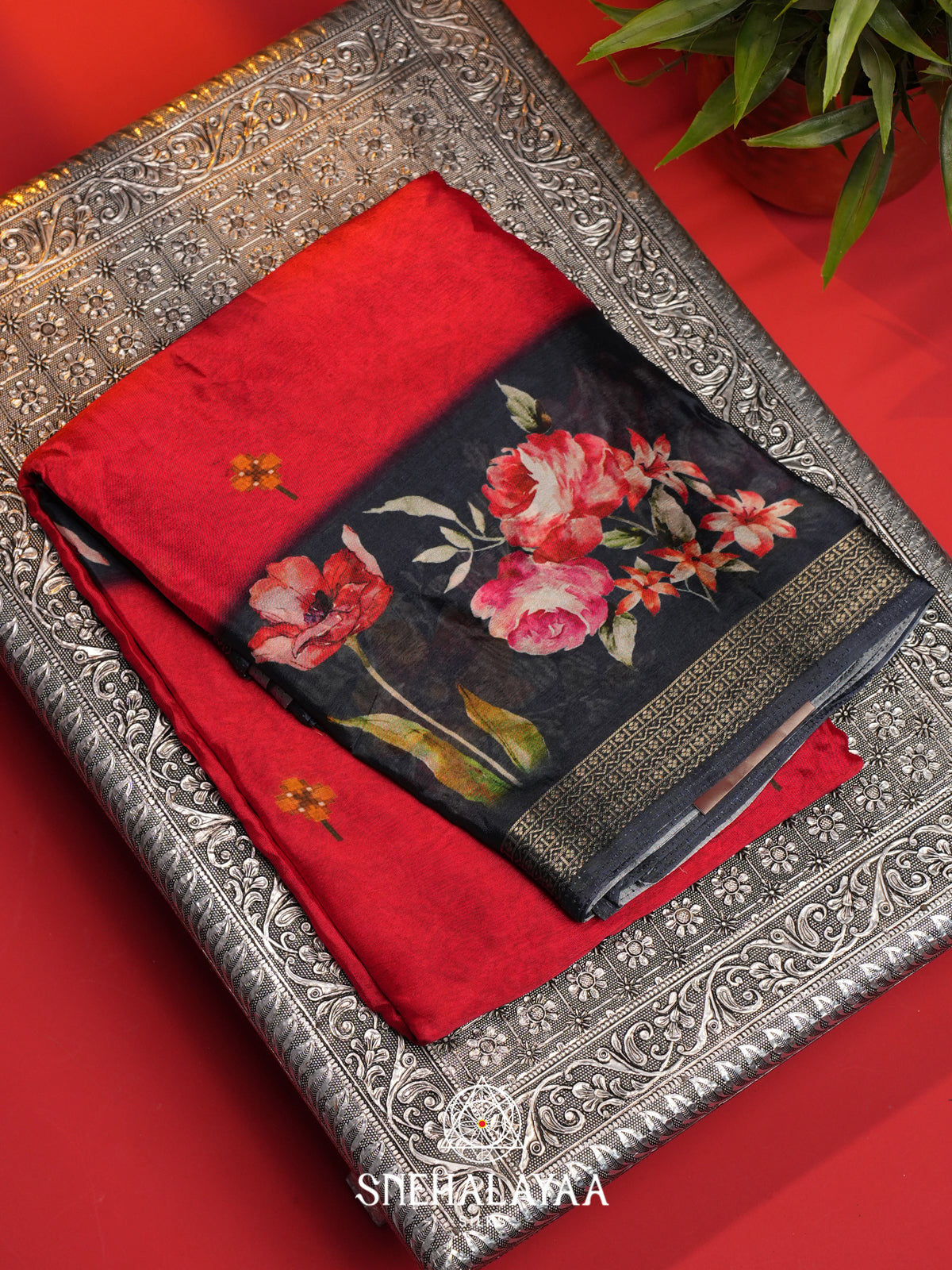 Red Semi Crepe Silk Saree