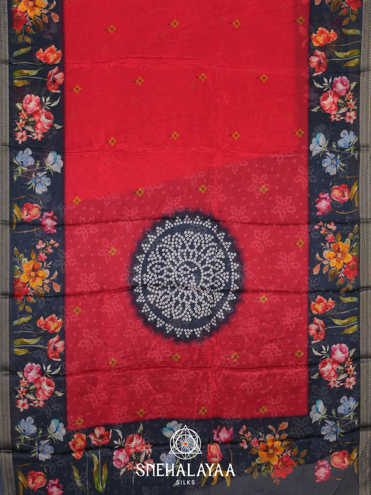 Red Semi Crepe Silk Saree
