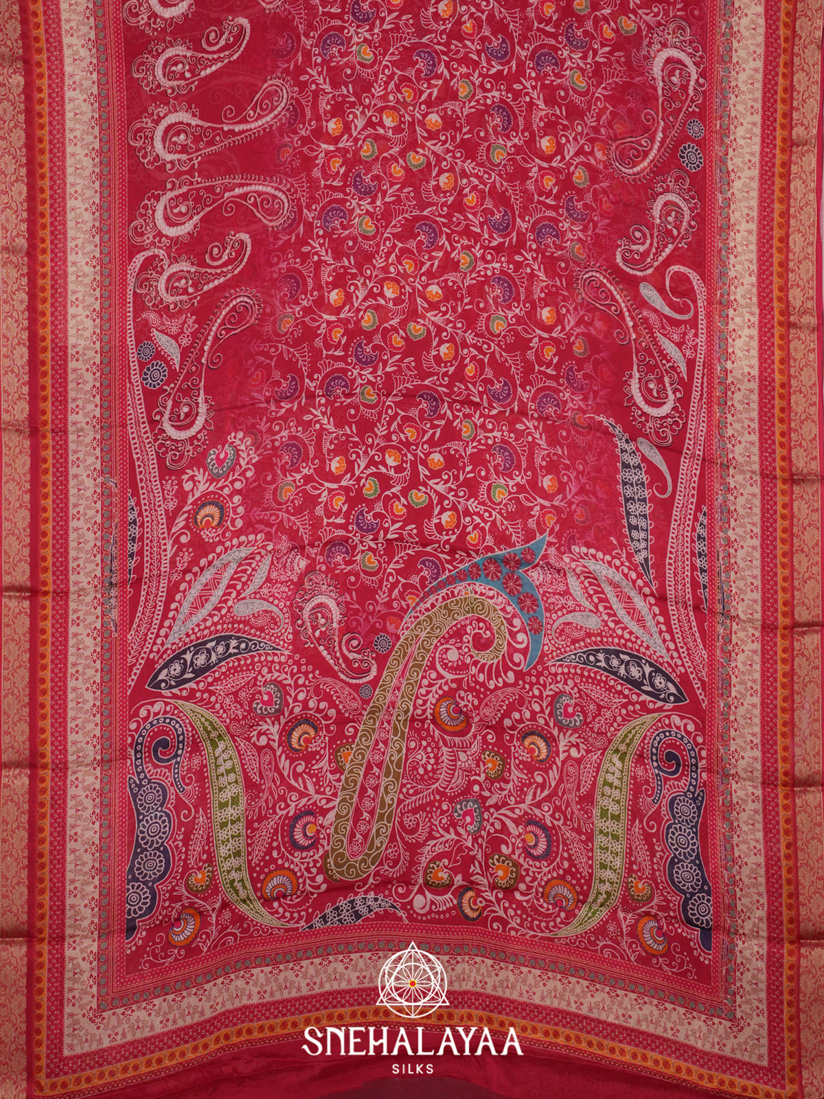 Maroon Semi Crepe Silk Saree