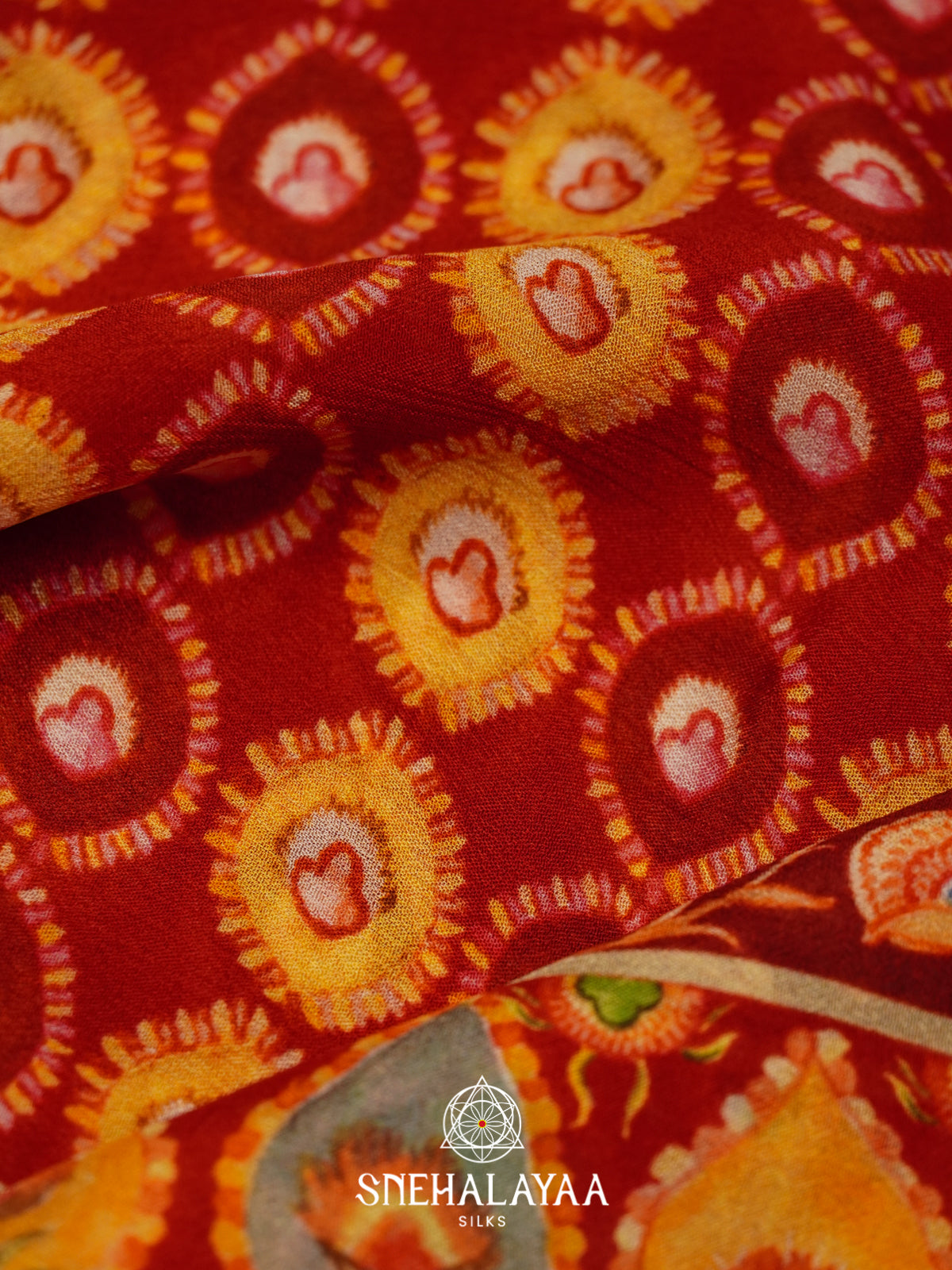 Red Semi Crepe Silk Saree