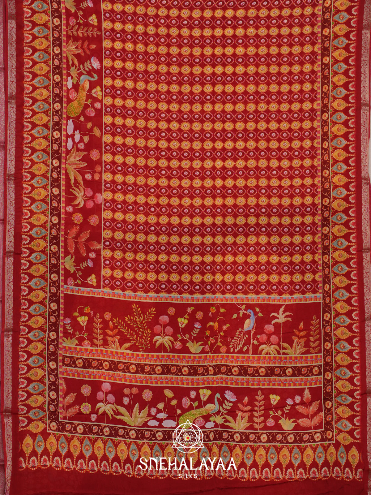 Red Semi Crepe Silk Saree