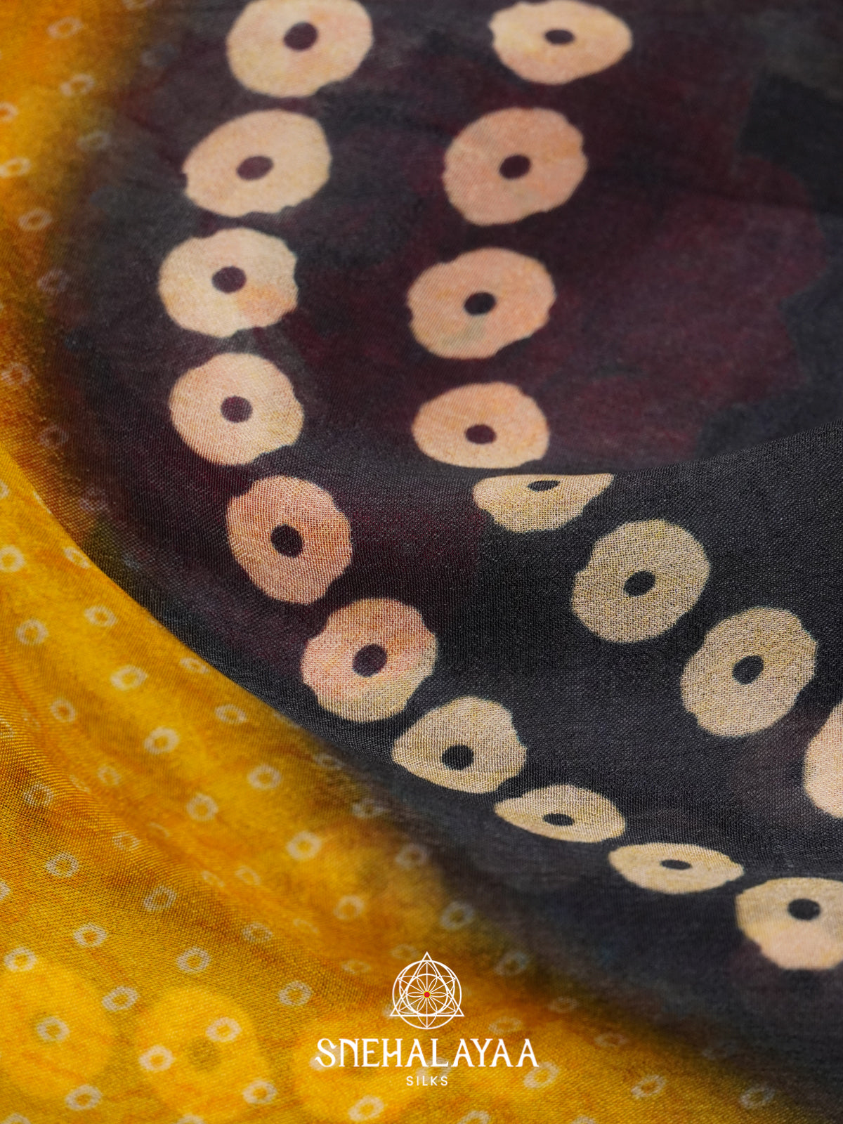 Mango Yellow Semi Crepe Silk Saree