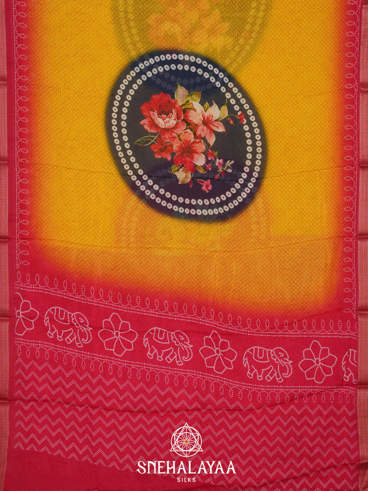 Mango Yellow Semi Crepe Silk Saree