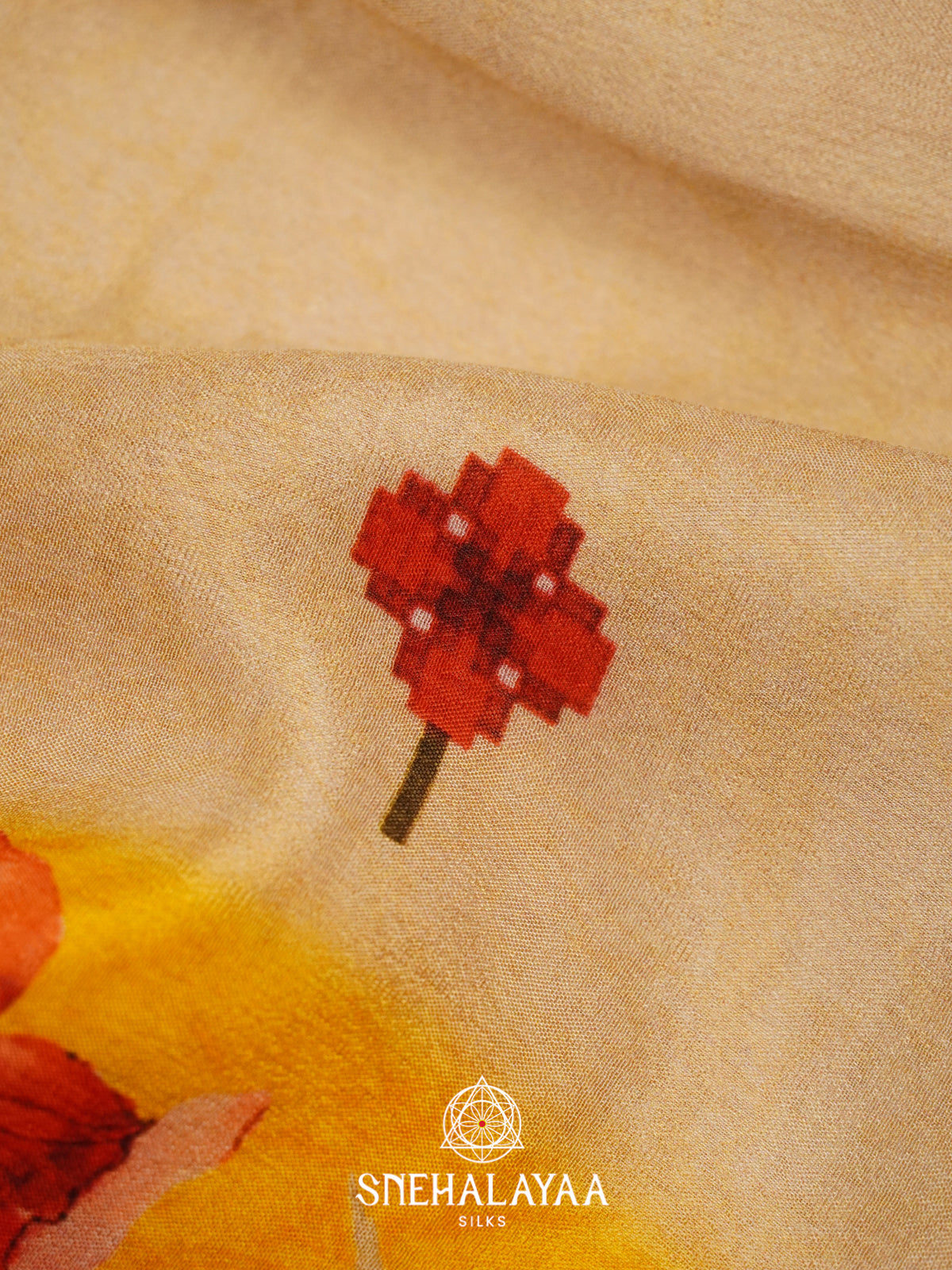Pale Yellow Semi Crepe Silk Saree