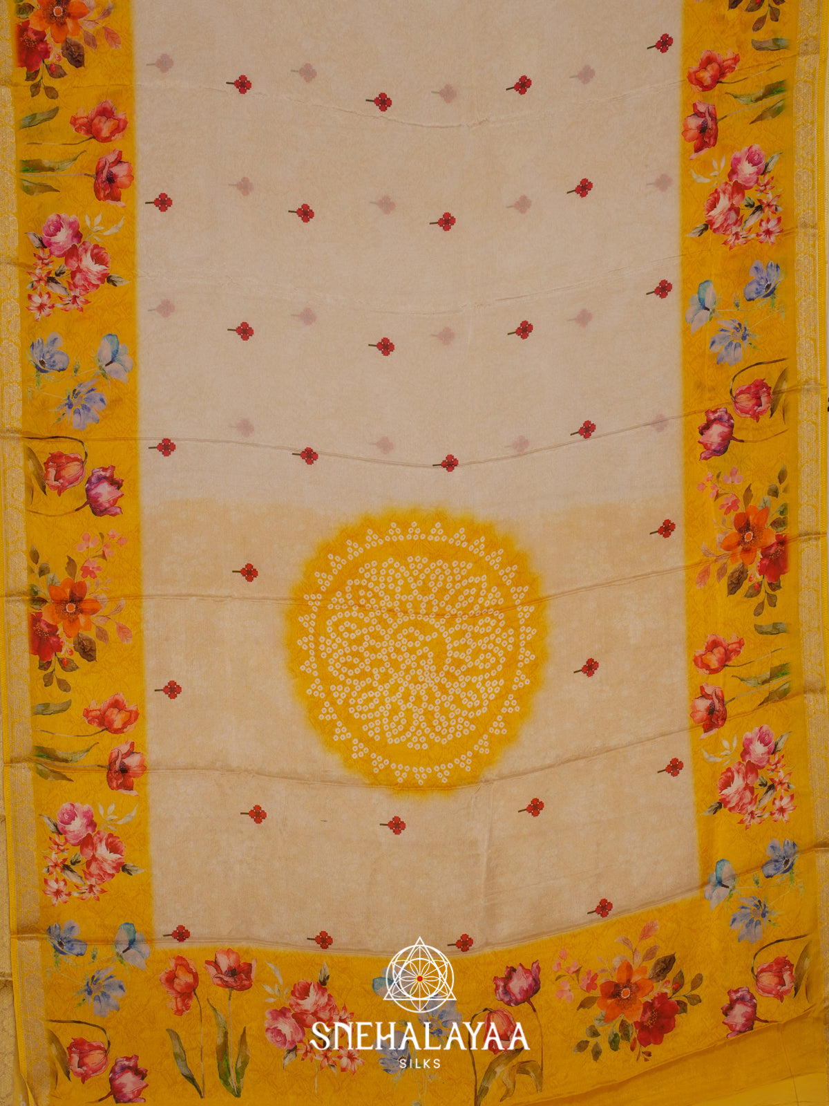 Pale Yellow Semi Crepe Silk Saree