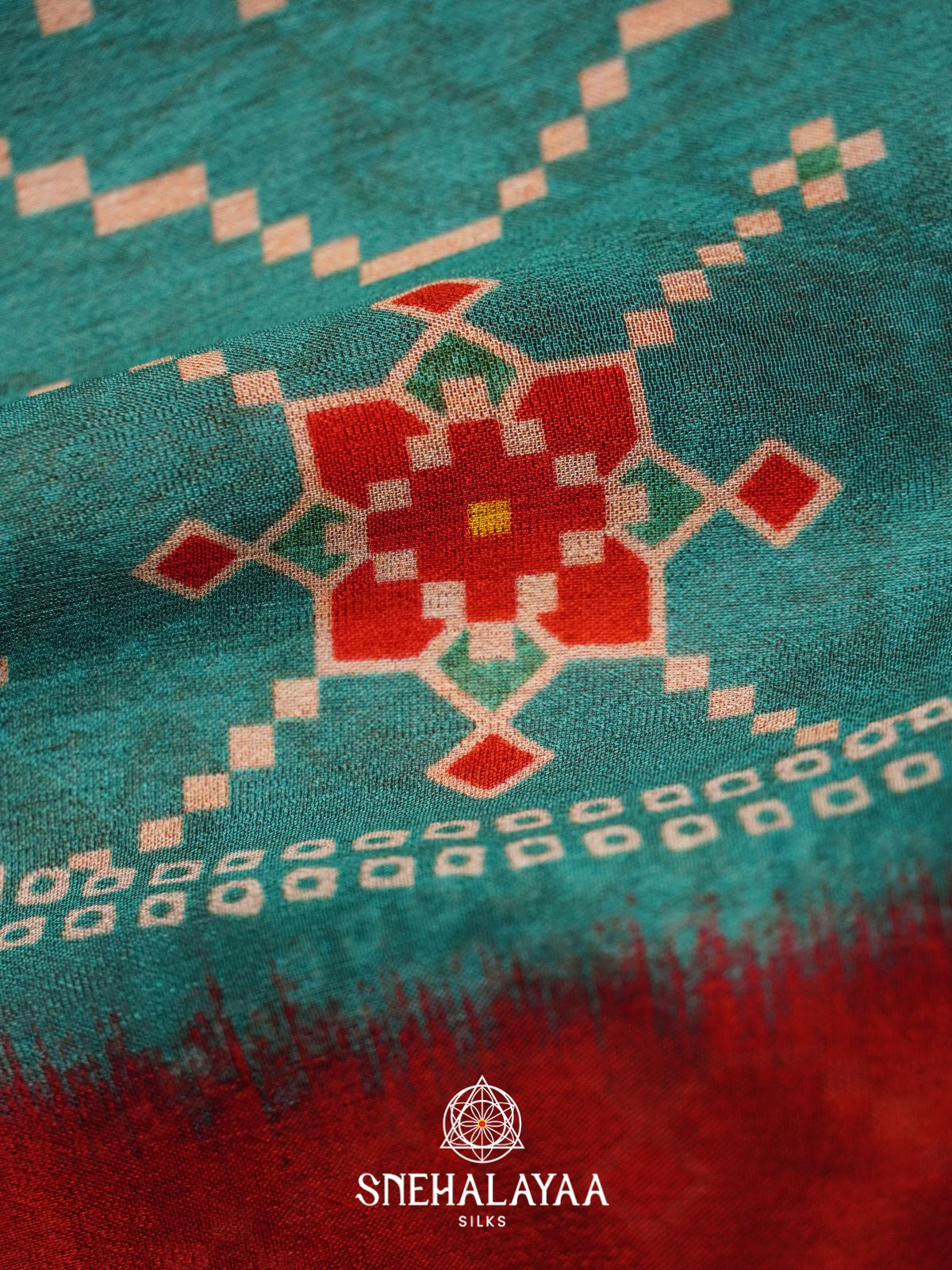 Crimson Red Semi Crepe Silk Saree