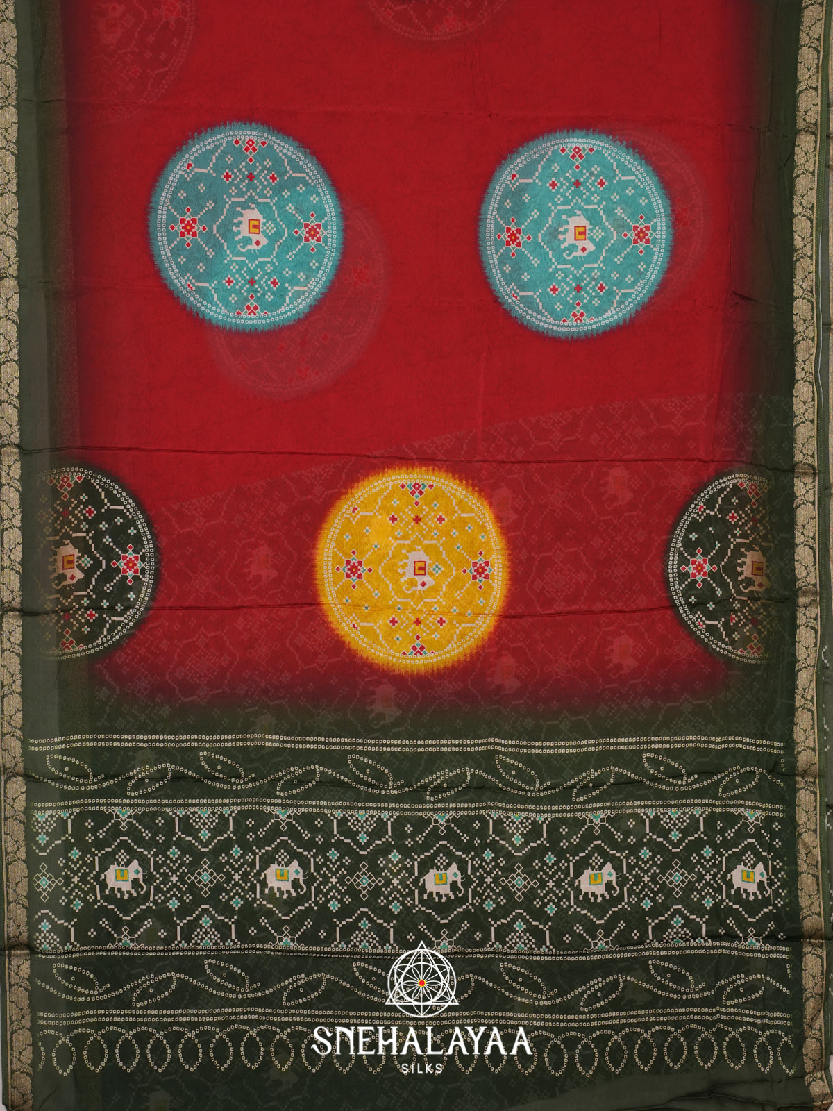 Crimson Red Semi Crepe Silk Saree