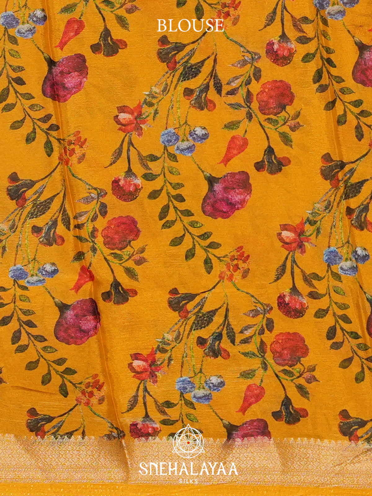 Yellow Semi Crepe Silk Saree