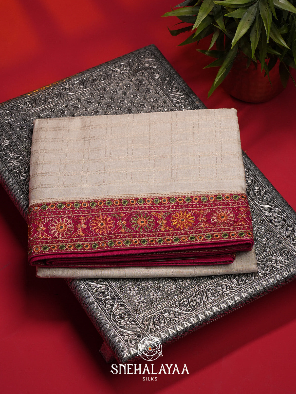 Off White Tussar Saree